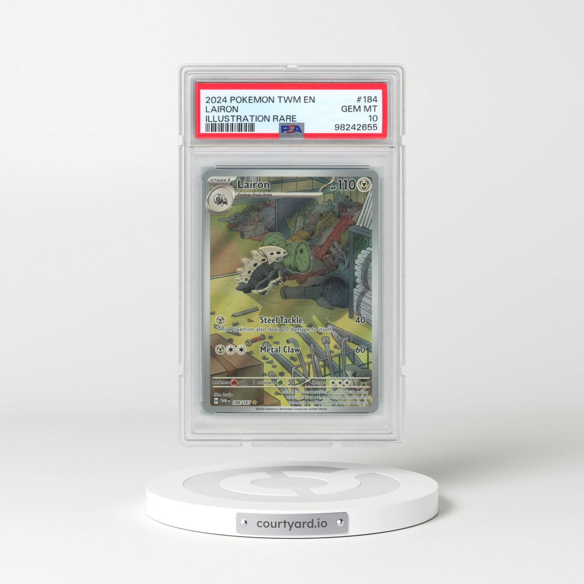2024 Pokémon Twm EN-Twilight Masquerade #184 Lairon - Illustration Rare (PSA 10 GEM MINT)