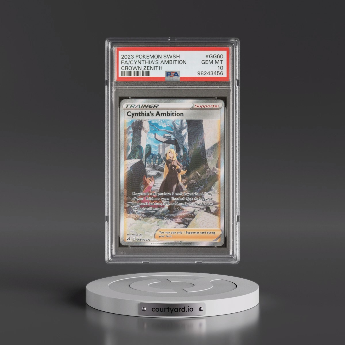 2023 Pokémon Sword and Shield Crown Zenith #GG60 Cynthia's Ambition - Full Art (PSA 10 GEM MINT)