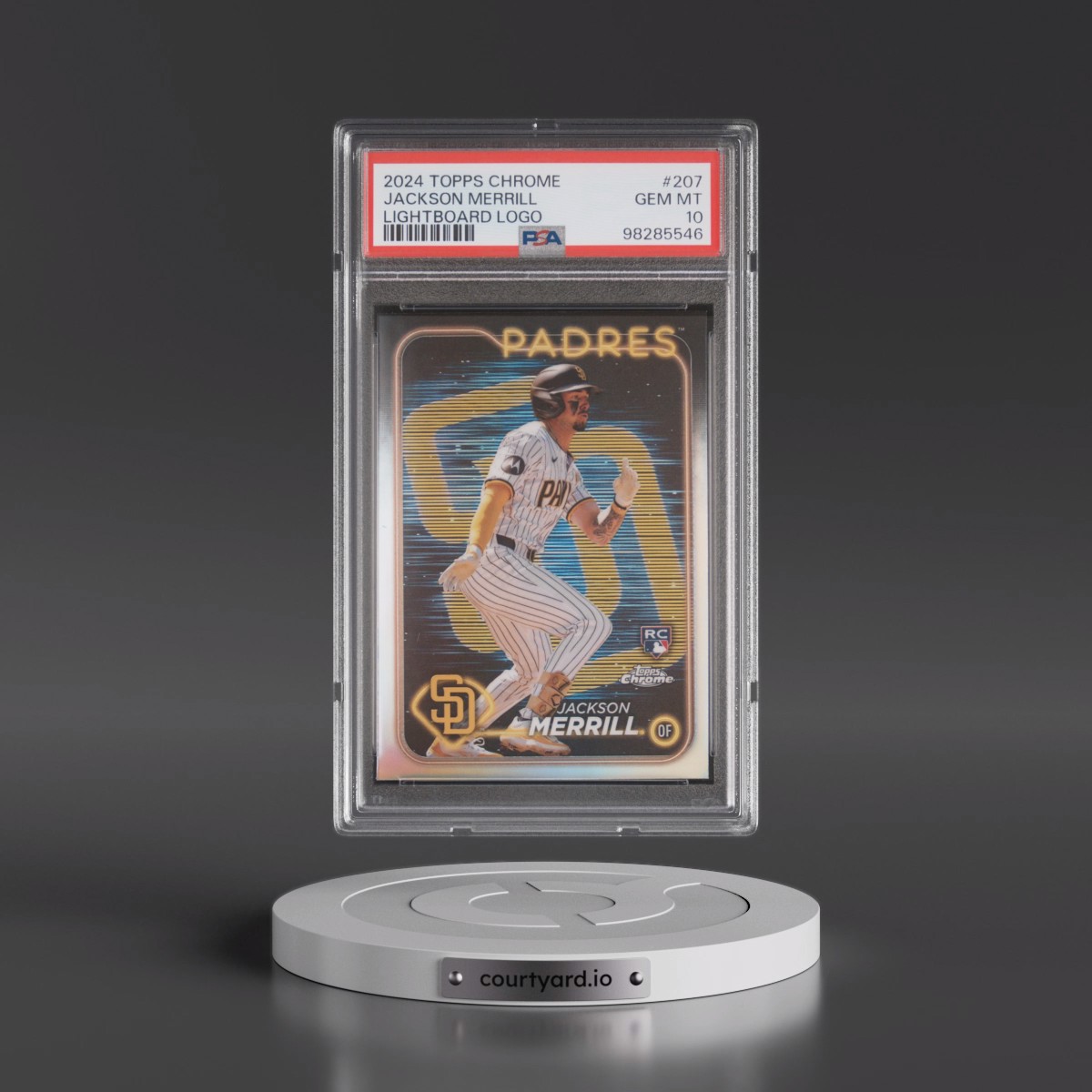 2024 Topps Chrome #207 Jackson Merrill - Lightboard Logo (PSA 10 GEM MINT)