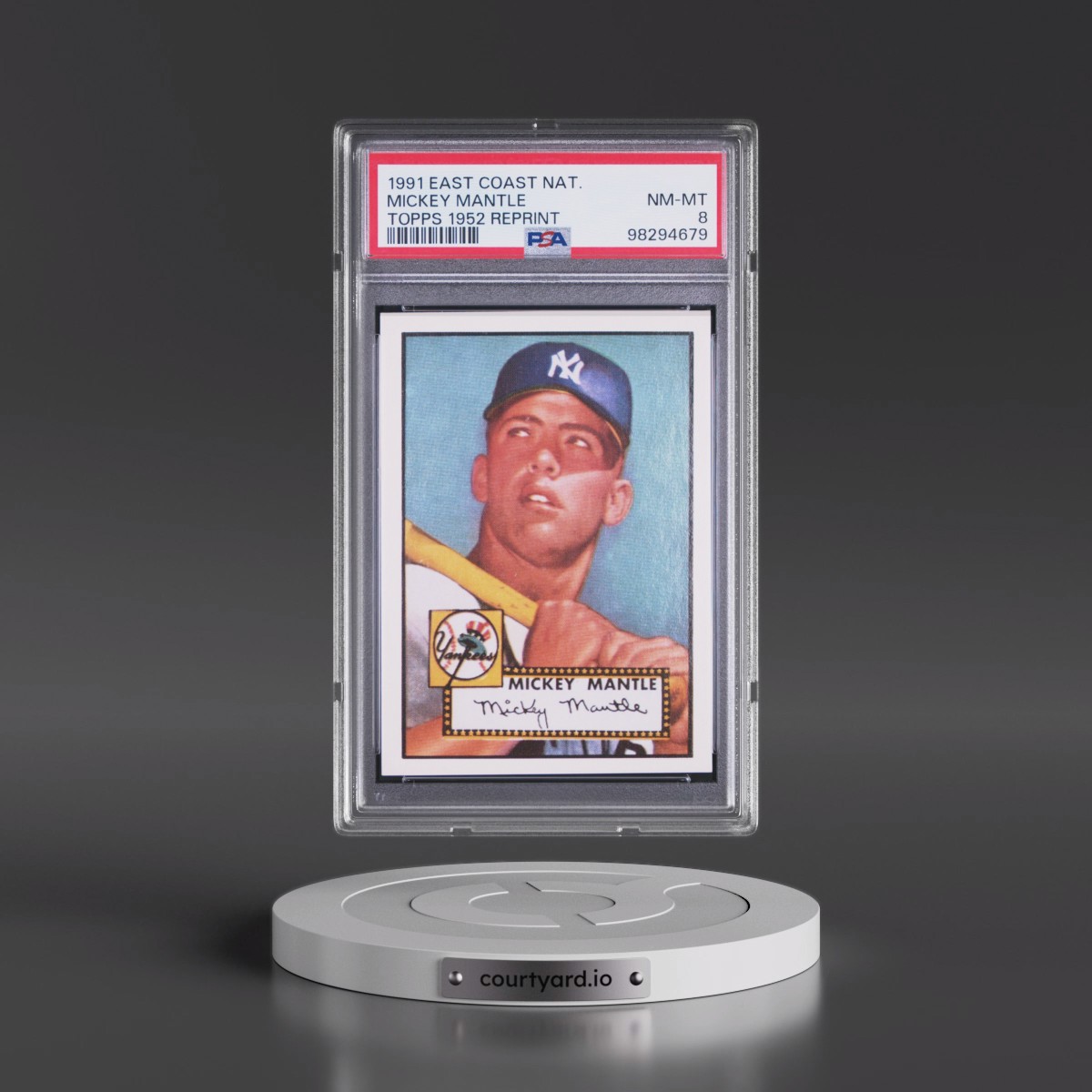 1991 Topps East Coast National Reprint #2 Mickey Mantle - Topps 1952 Reprint (PSA 8 NM-MT)