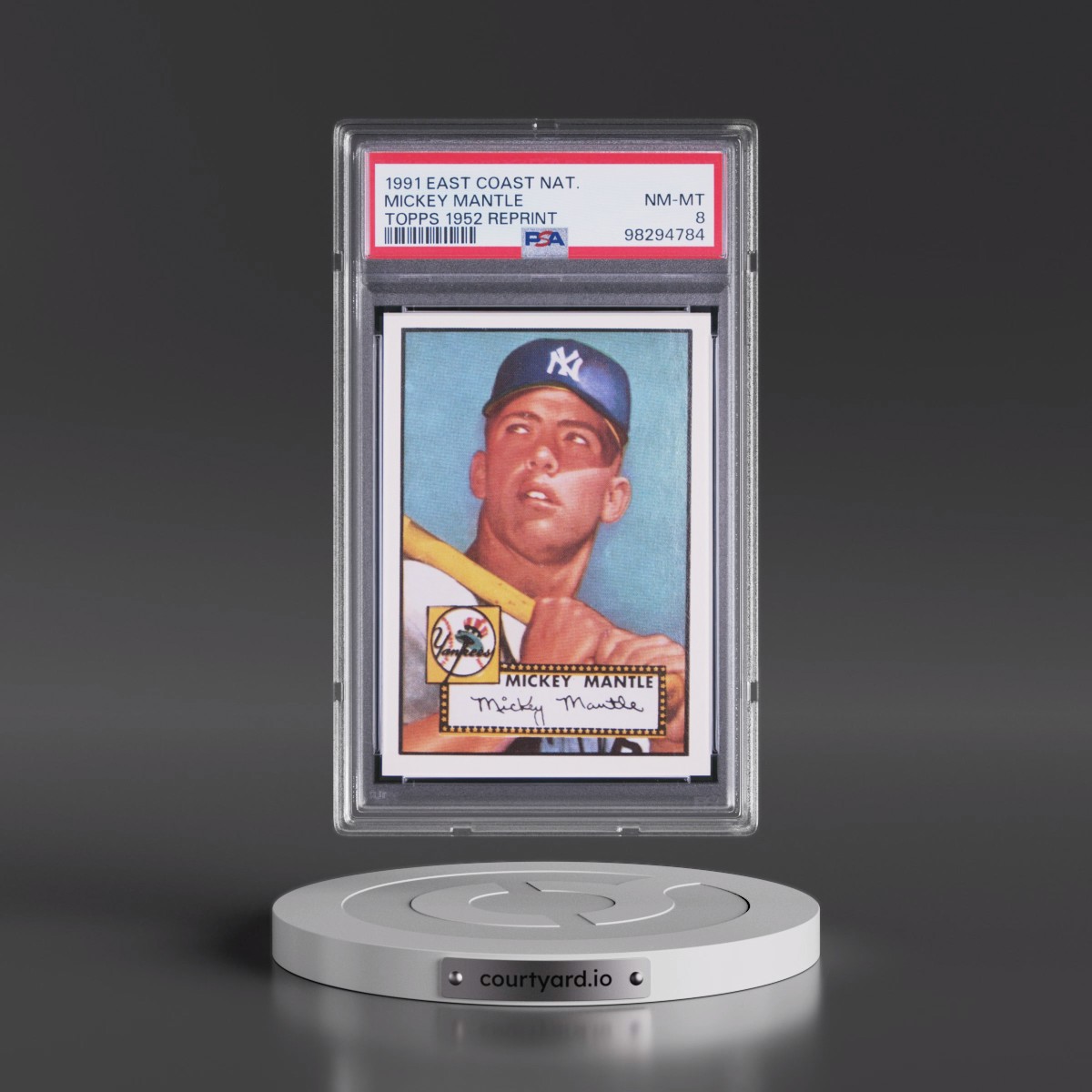 1991 Topps East Coast National Reprint #2 Mickey Mantle - Topps 1952 Reprint (PSA 8 NM-MT)