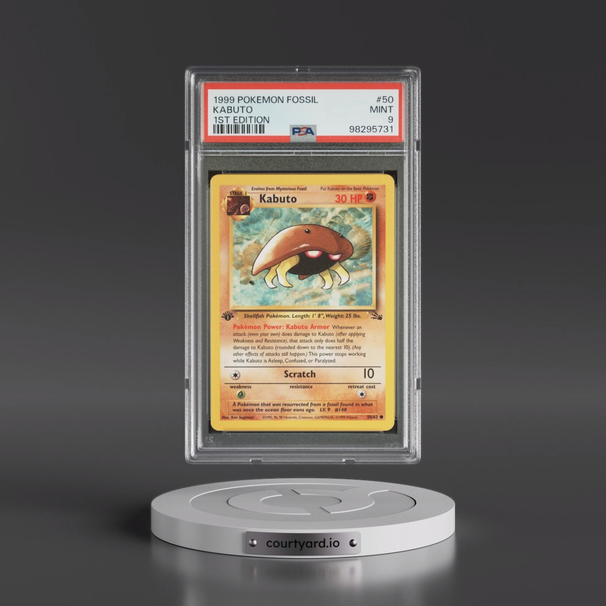 1999 Pokémon Fossil #50 Kabuto - 1st Edition (PSA 9 MINT)