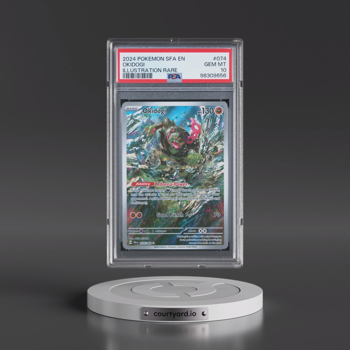 2024 Pokémon Sfa EN-Shrouded Fable #074 Okidogi - Illustration Rare (PSA 10 GEM MINT)