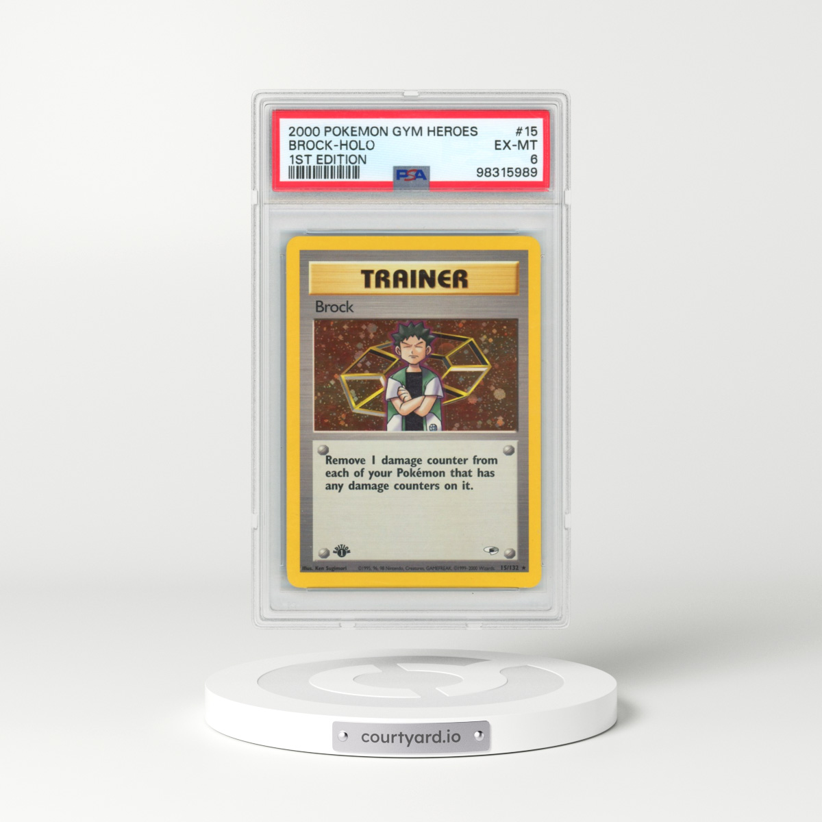 2000 Pokémon Gym Heroes #15 Brock - 1st Edition Holo (PSA 6 EX-MT)