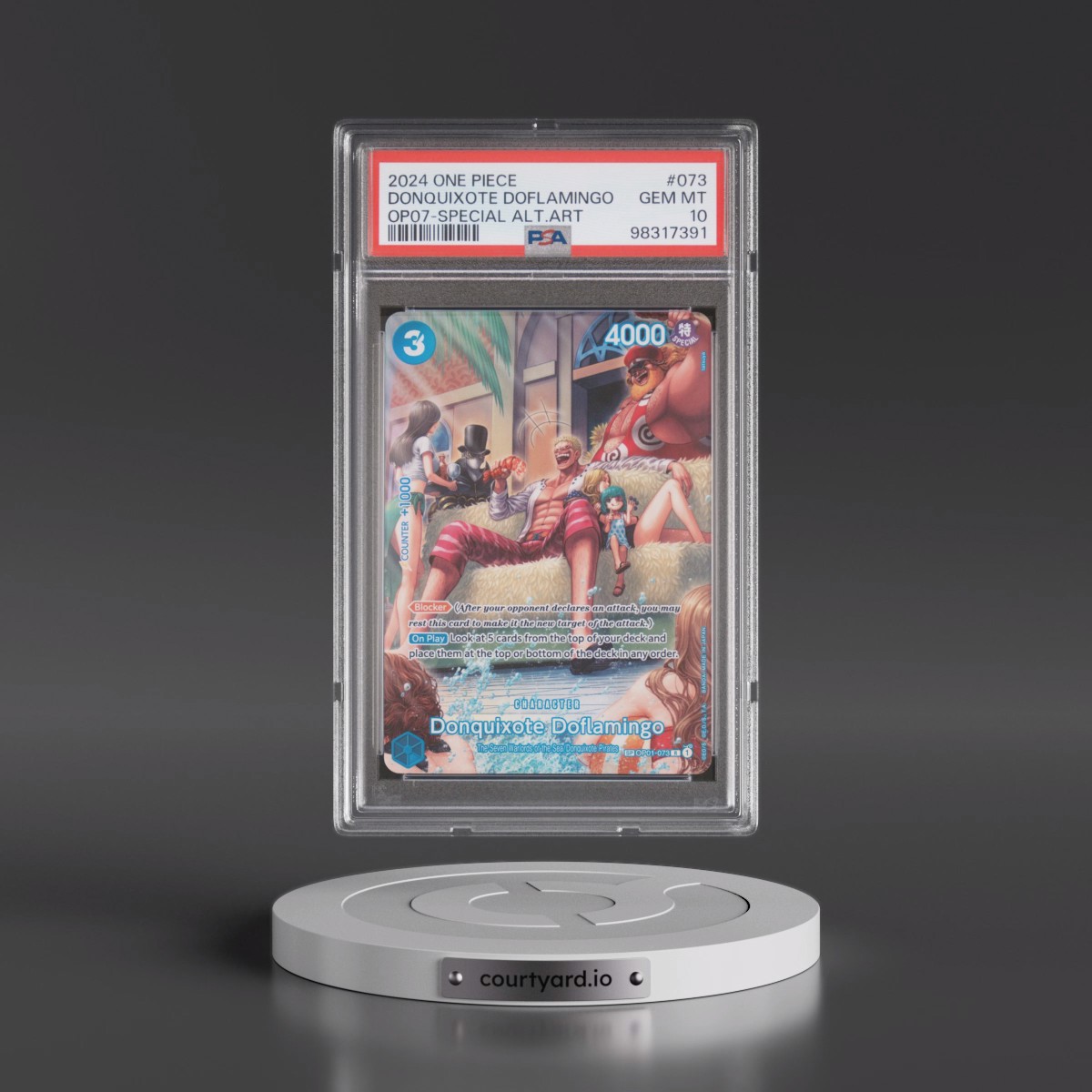 2024 One Piece OP07-500 Years in the Future #073 Donquixote Doflamingo - Special Alternate Art (PSA 10 GEM MINT)