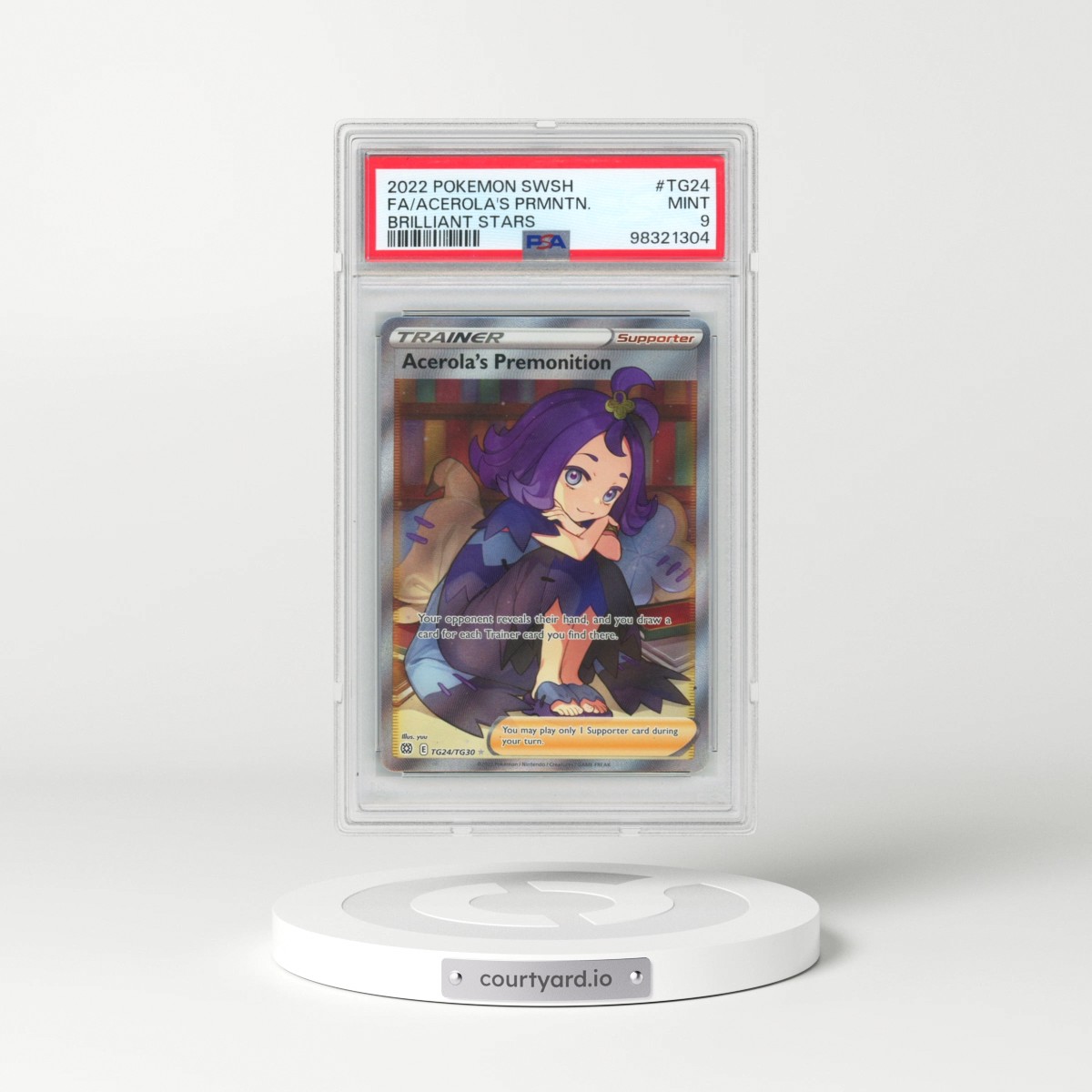 2022 Pokémon Sword & Shield Brilliant Stars #TG24 Acerola's Premonition - Full Art (PSA 9 MINT)