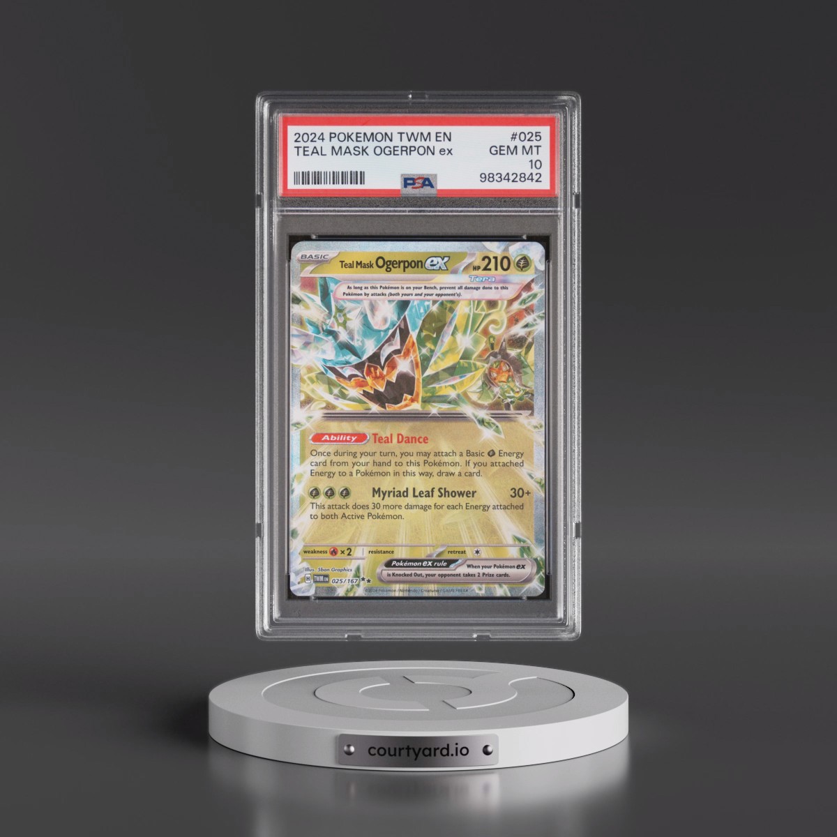 2024 Pokémon Twm EN-Twilight Masquerade #025 Teal Mask Ogerpon EX - Holo (PSA 10 GEM MINT)