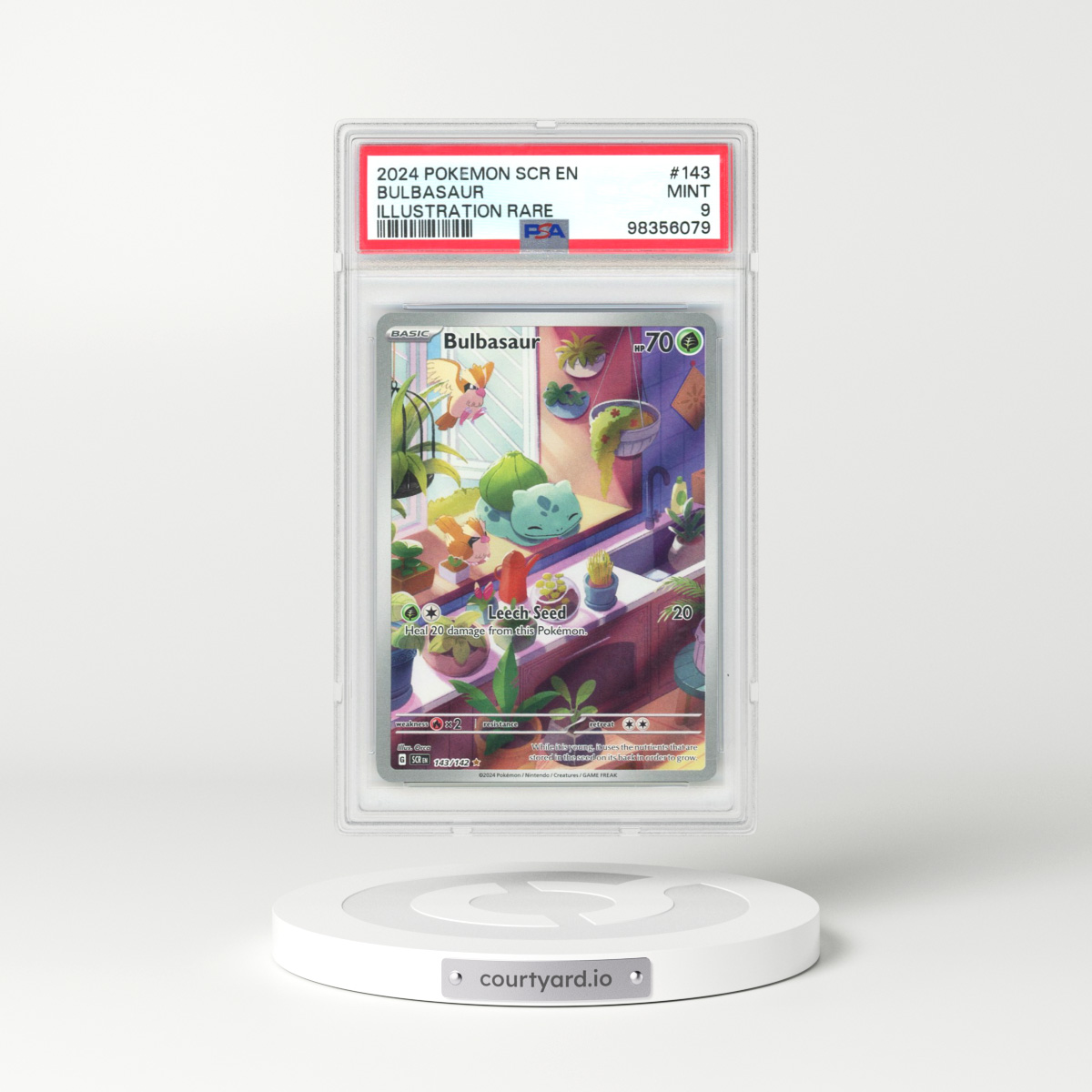 2024 Stellar Crown - SCR EN #143 Bulbasaur - Illustration Rare (PSA 9 MINT)