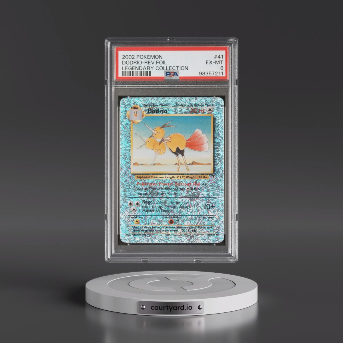 2002 Pokémon Legendary Collection #41 Dodrio - Reverse Foil (PSA 6 EX-MT)