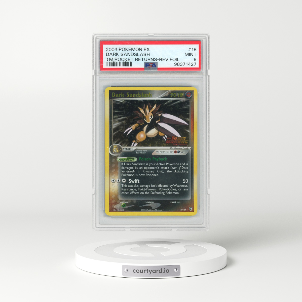 2004 Pokémon EX Team Rocket Returns #18 Dark Sandslash - Reverse Foil (PSA 9 MINT)