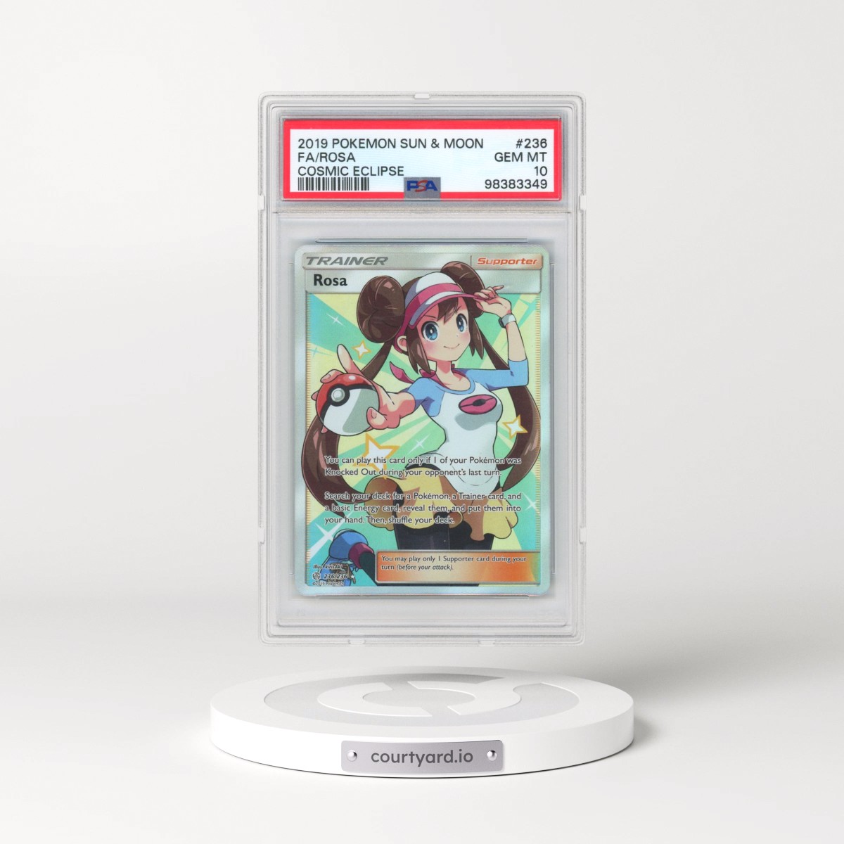 2019 Pokémon Sun & Moon Cosmic Eclipse #236 Rosa - Full Art (PSA 10 GEM MINT)