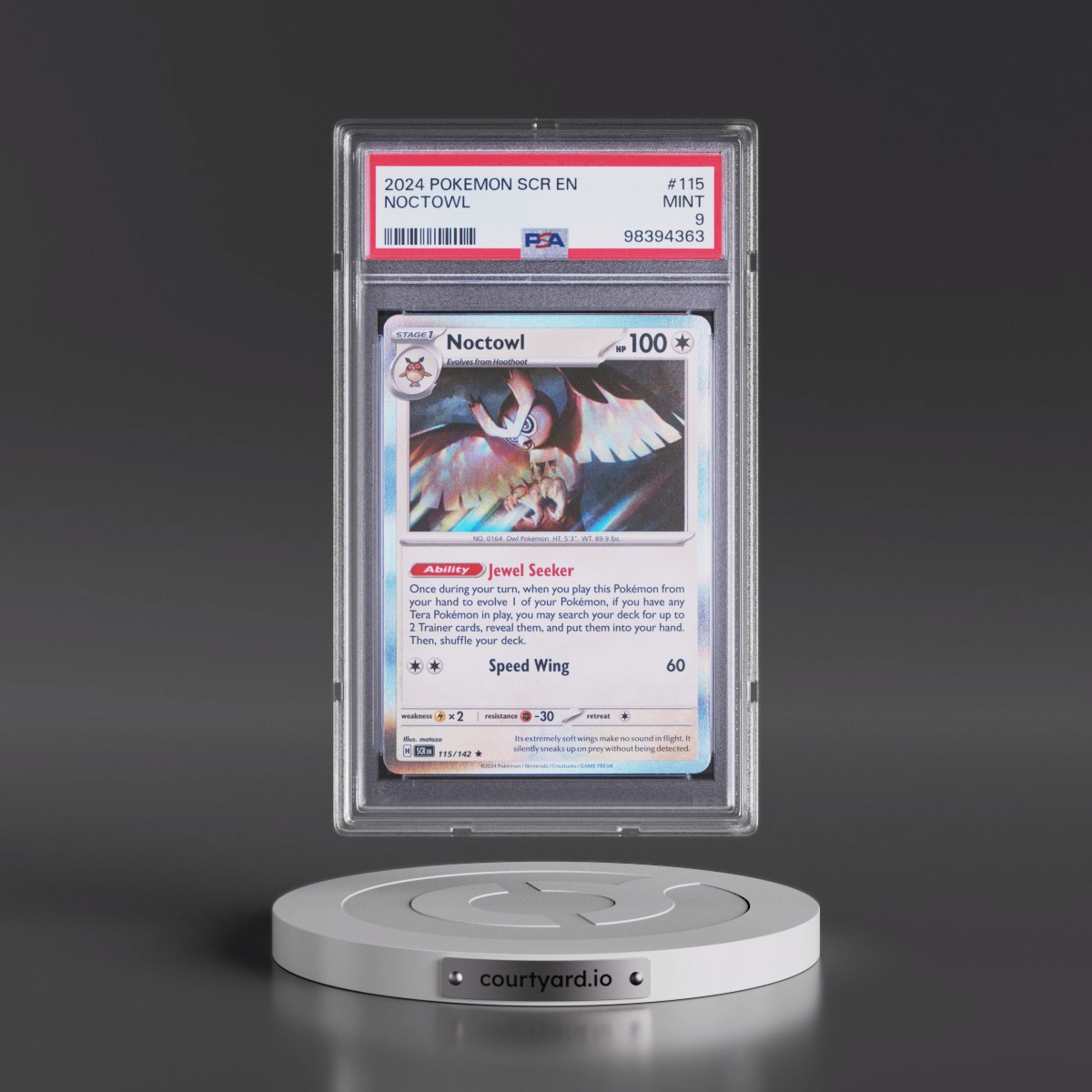 2024 Pokémon Scr EN-Stellar Crown #115 Noctowl (PSA 9 MINT)