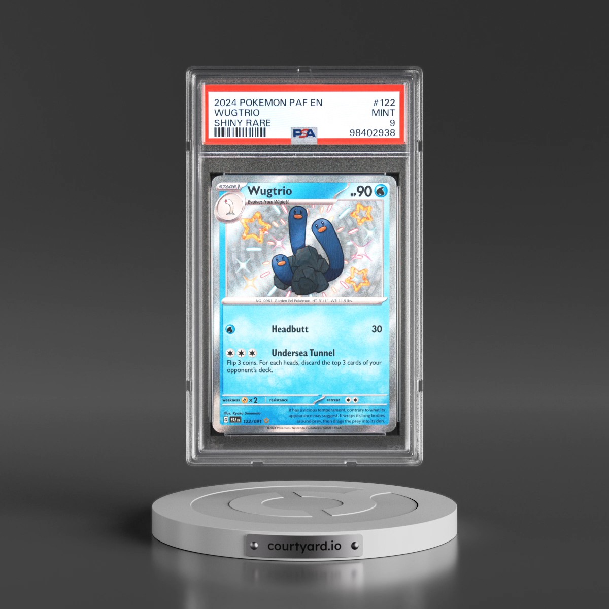 2024 Pokémon Paf EN-Paldean Fates #122 Wugtrio - Shiny Rare (PSA 9 MINT)