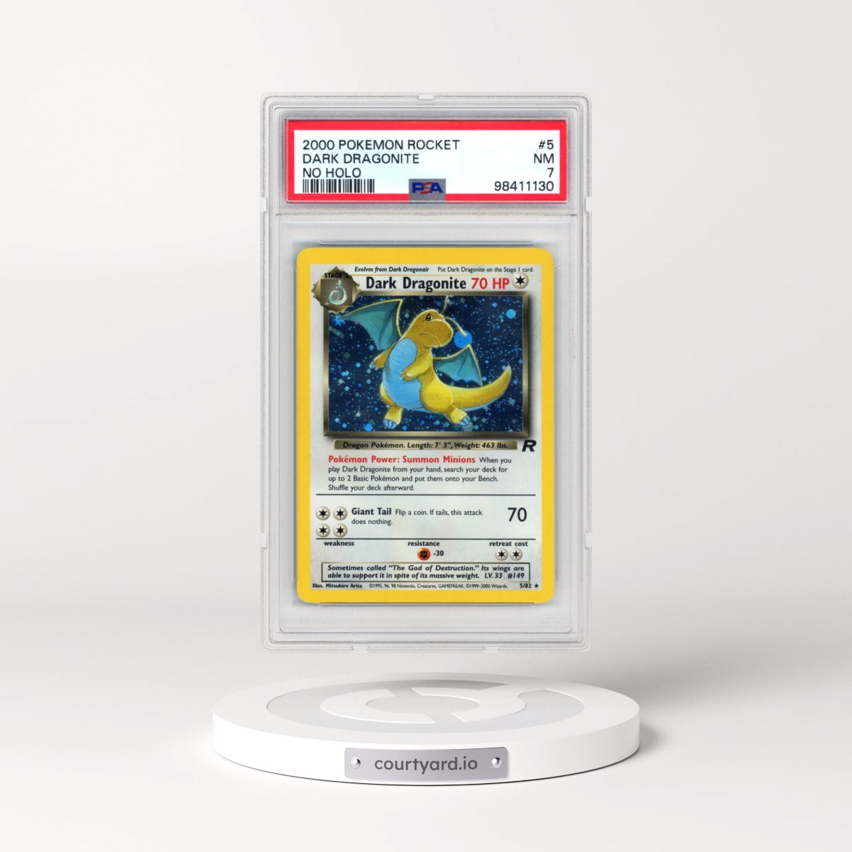 2000 Pokémon Rocket #5 Dark Dragonite - No Holo (PSA 7 NM)