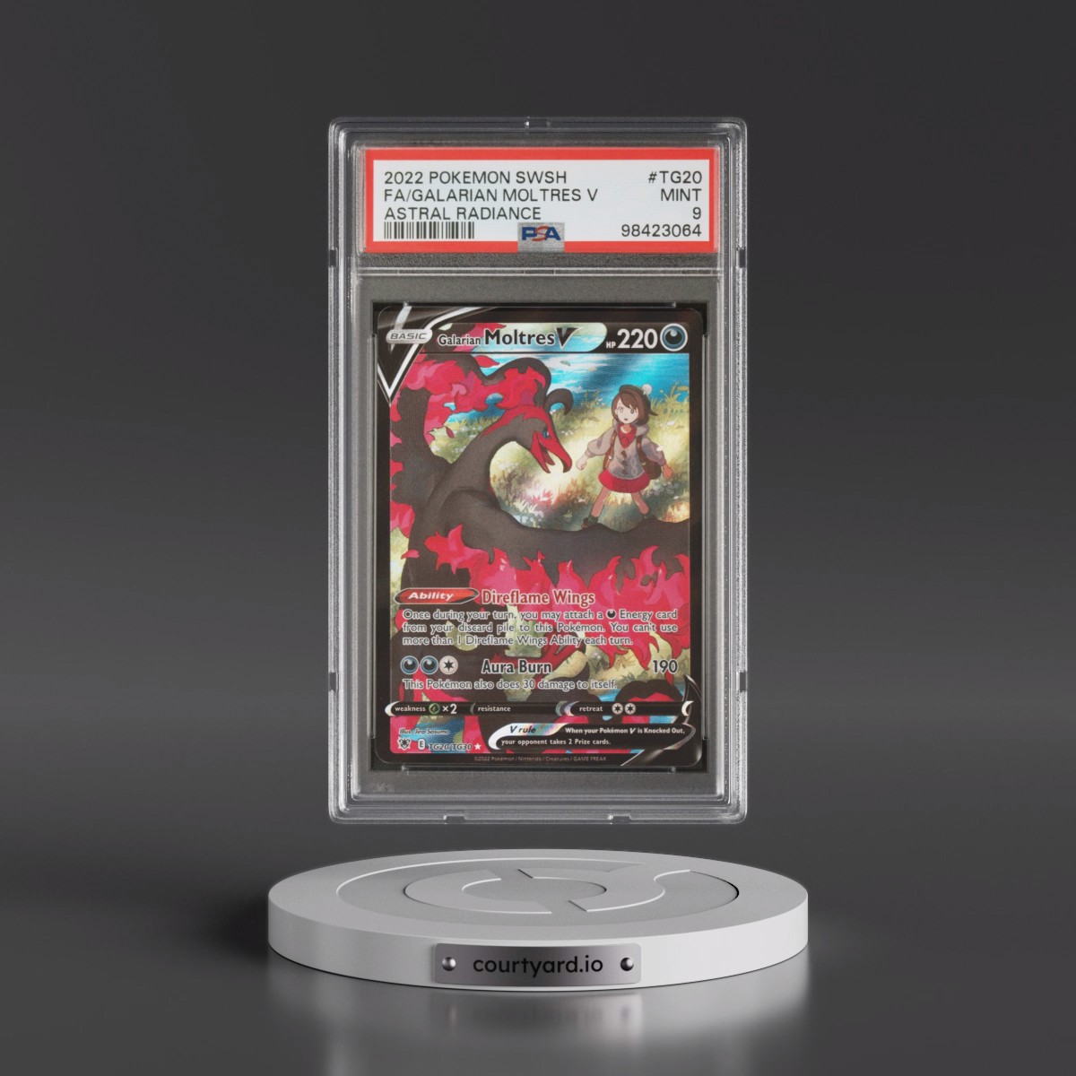 2022 Pokémon Sword & Shield Astral Radiance #TG20 Galarian Moltres V - Holo Full Art (PSA 9 MINT)