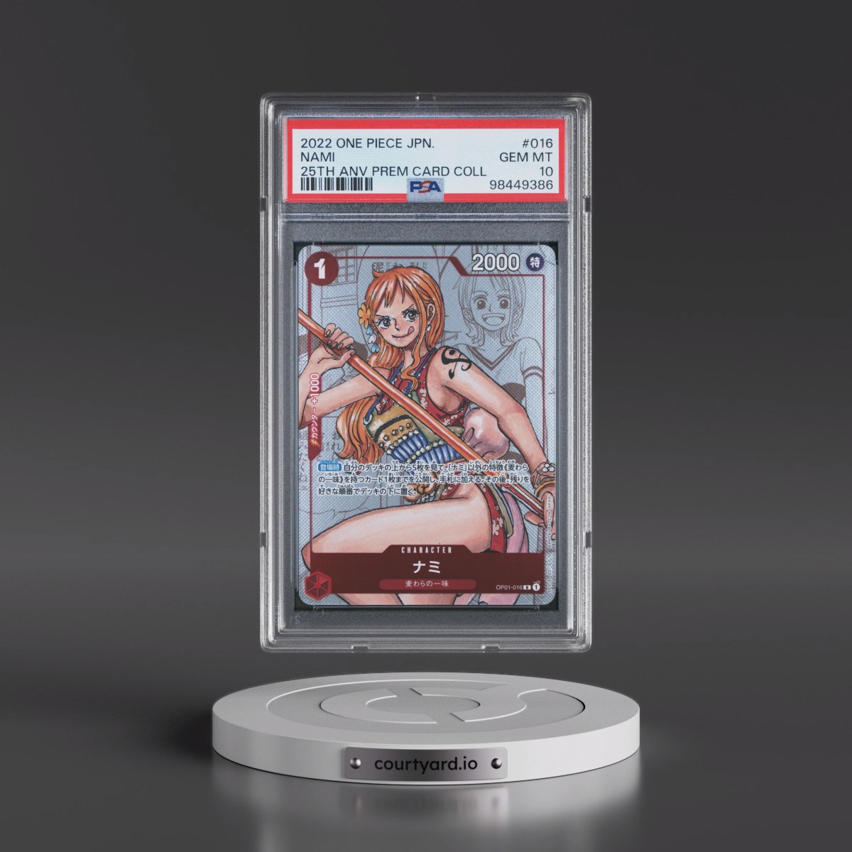 2022 One Piece Japanese 25th Anniversary Premium Card Collection #016 Nami (PSA 10 GEM MINT)