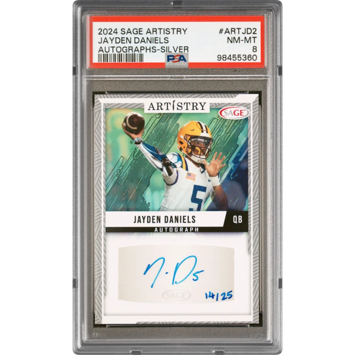 2024 Sage Artistry Autographs #ARTJD2 Jayden Daniels - Silver (PSA 8 NM-MT)