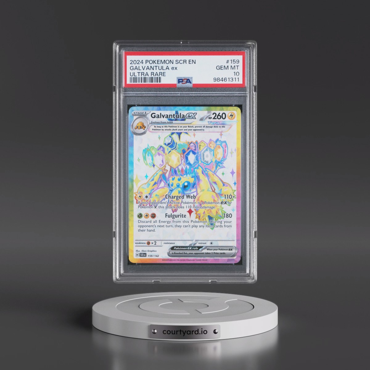 2024 Pokémon Scr EN-Stellar Crown #159 Galvantula EX - Holo Ultra Rare (PSA 10 GEM MINT)