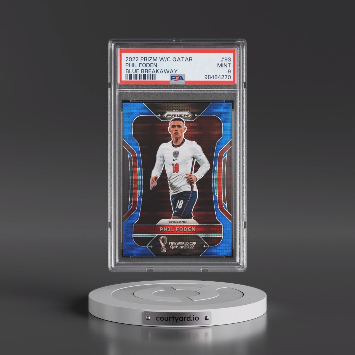 2022 Panini Prizm World Cup Qatar Phil Foden - Blue Breakaway #93 PSA 9