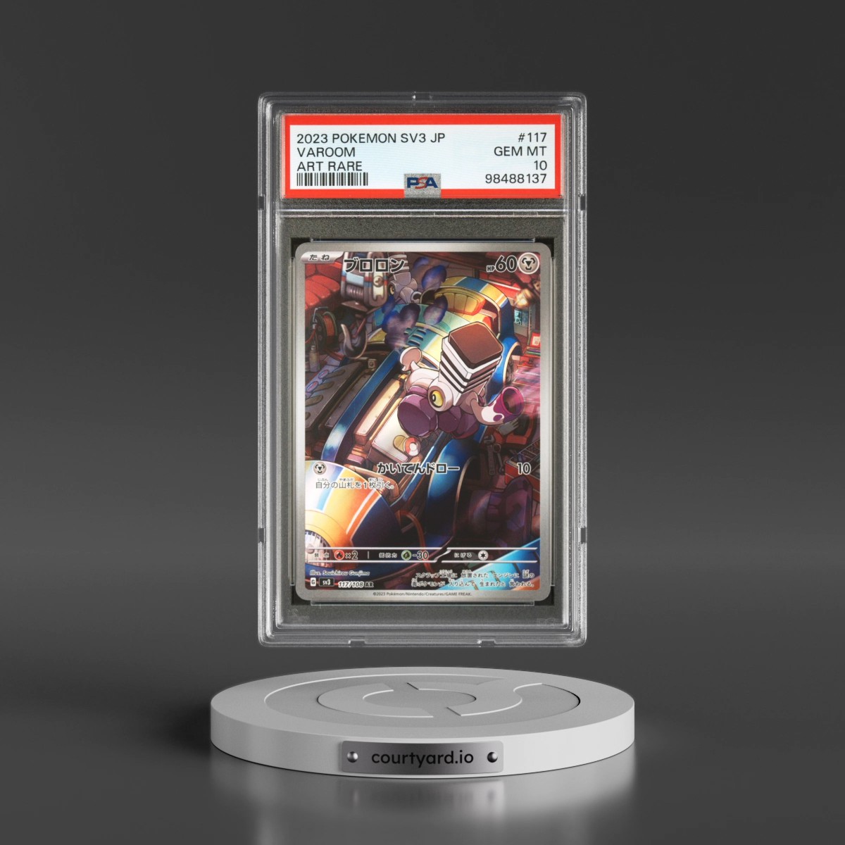 2023 Pokémon SV3-Ruler of the Black Flame #117 Varoom - Art Rare (PSA 10 GEM MINT)