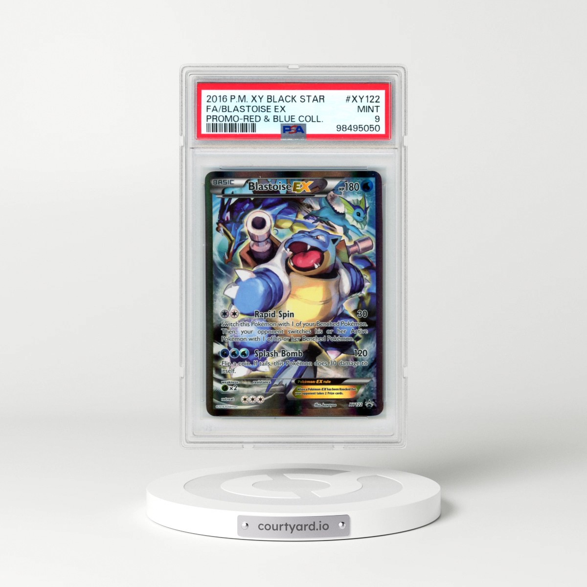 2016 Pokémon XY Black Star Promo #XY122 Blastoise EX - Holo Full Art Red & Blue Collection (PSA 9 MINT)