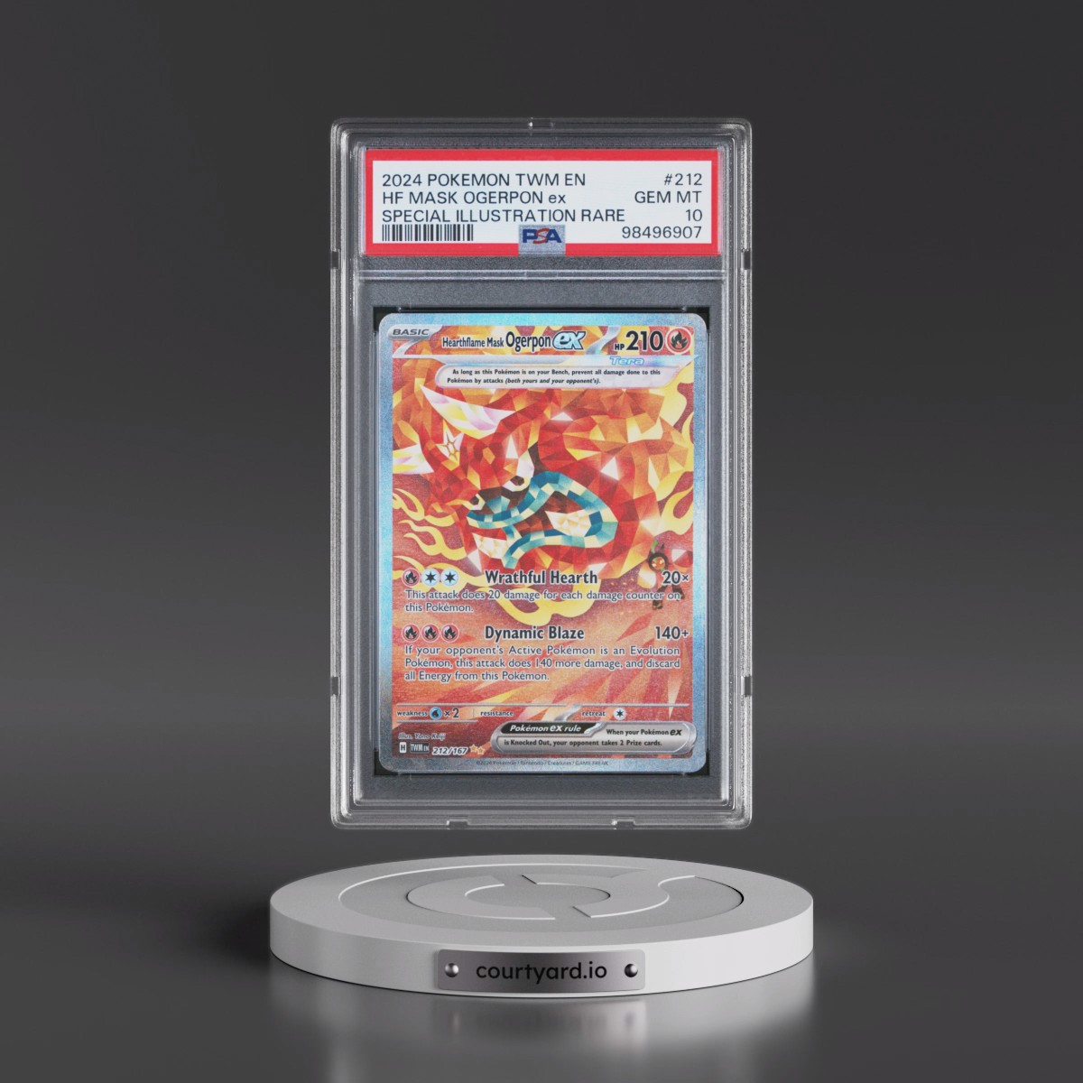 2024 Pokémon Twm EN-Twilight Masquerade #212 Hearthflame Mask Ogerpon EX - Holo Special Illustration Rare (PSA 10 GEM MINT)