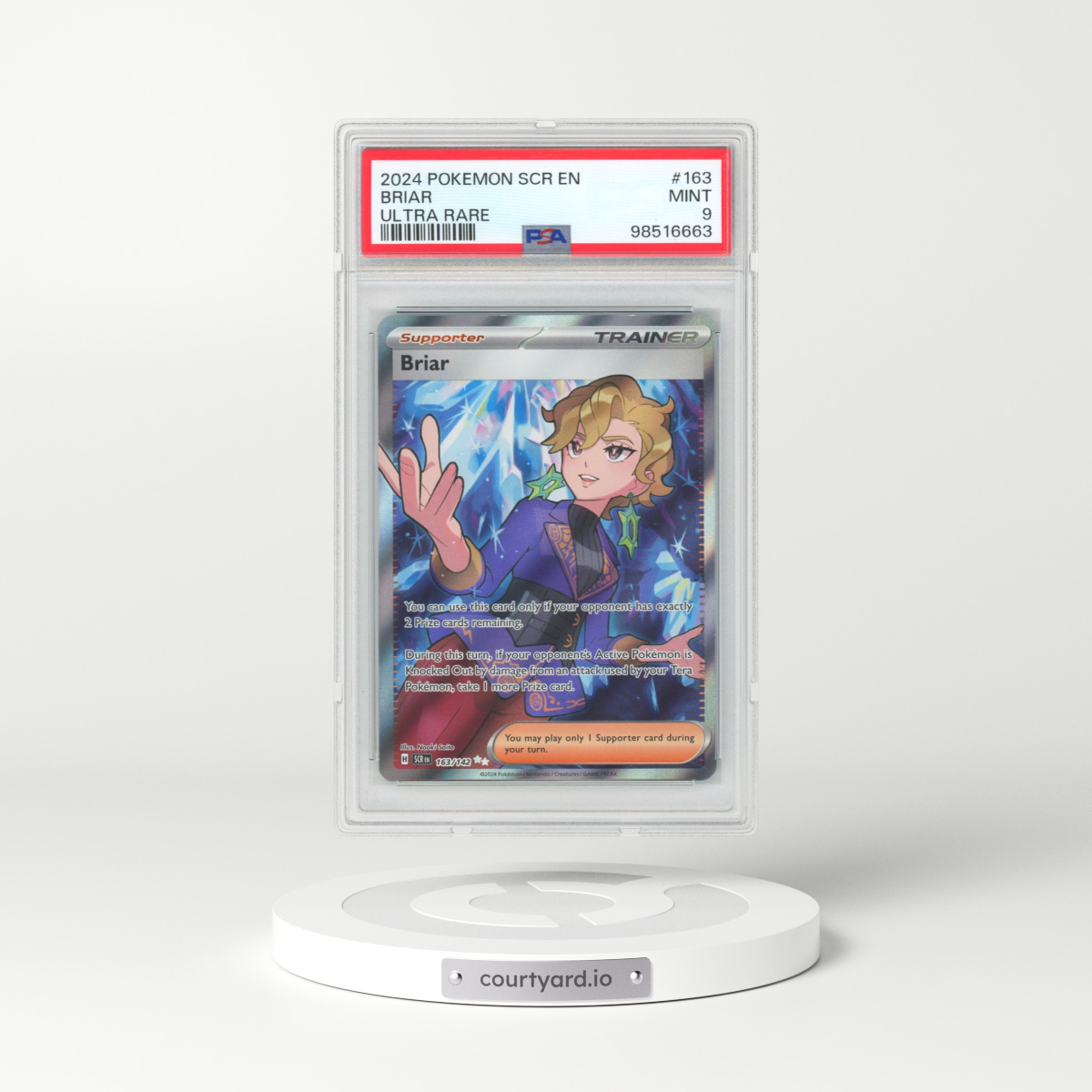 2024 Pokémon Scr EN-Stellar Crown #163 Briar - Ultra Rare (PSA 9 MINT)