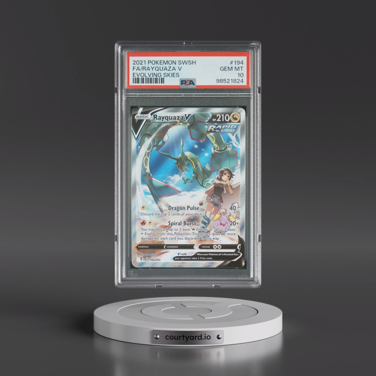 2021 Pokémon Sword & Shield Evolving Skies #194 Rayquaza V - Holo Full Art (PSA 10 GEM MINT)