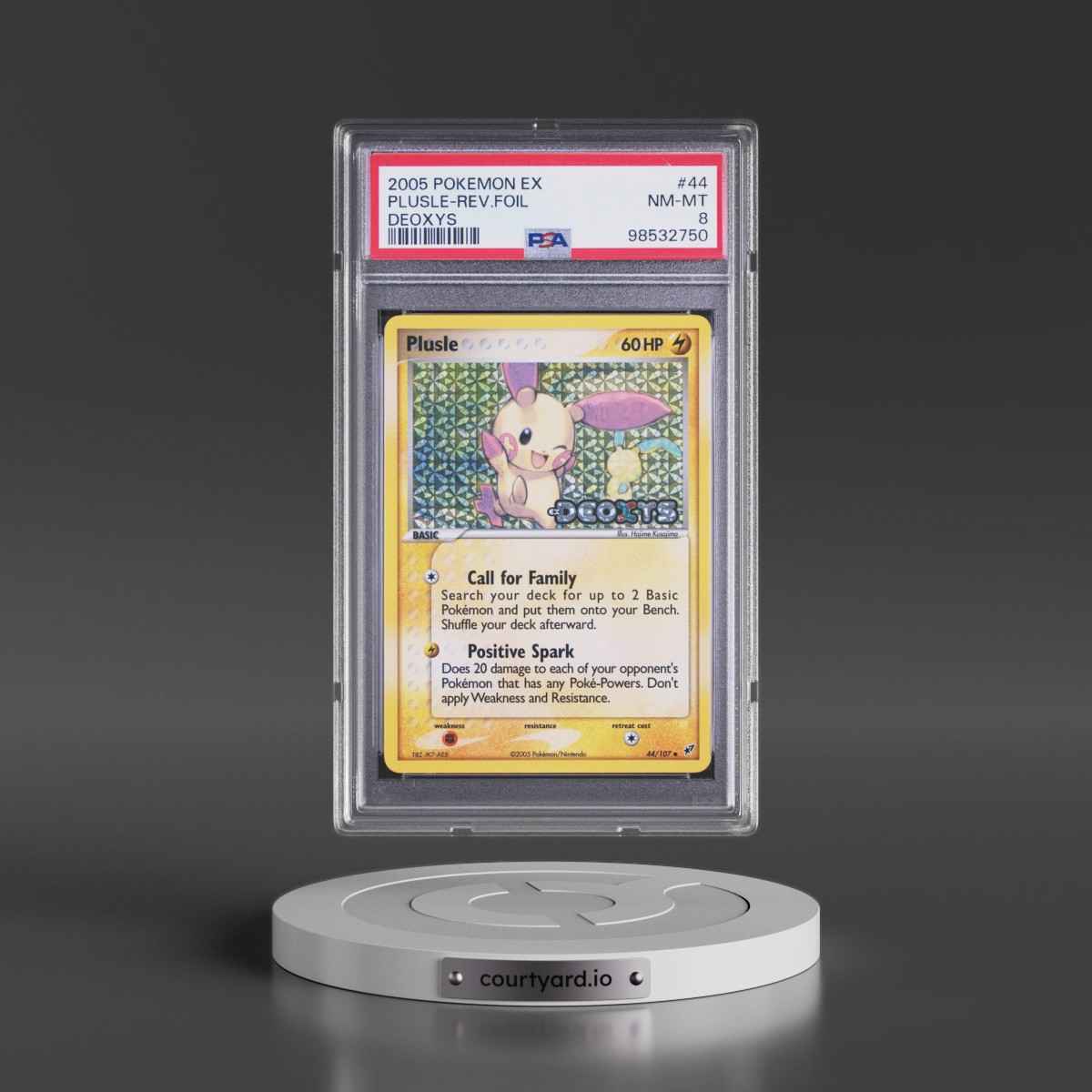 2005 Pokémon EX Deoxys #44 Plusle - Reverse Foil (PSA 8 NM-MT)