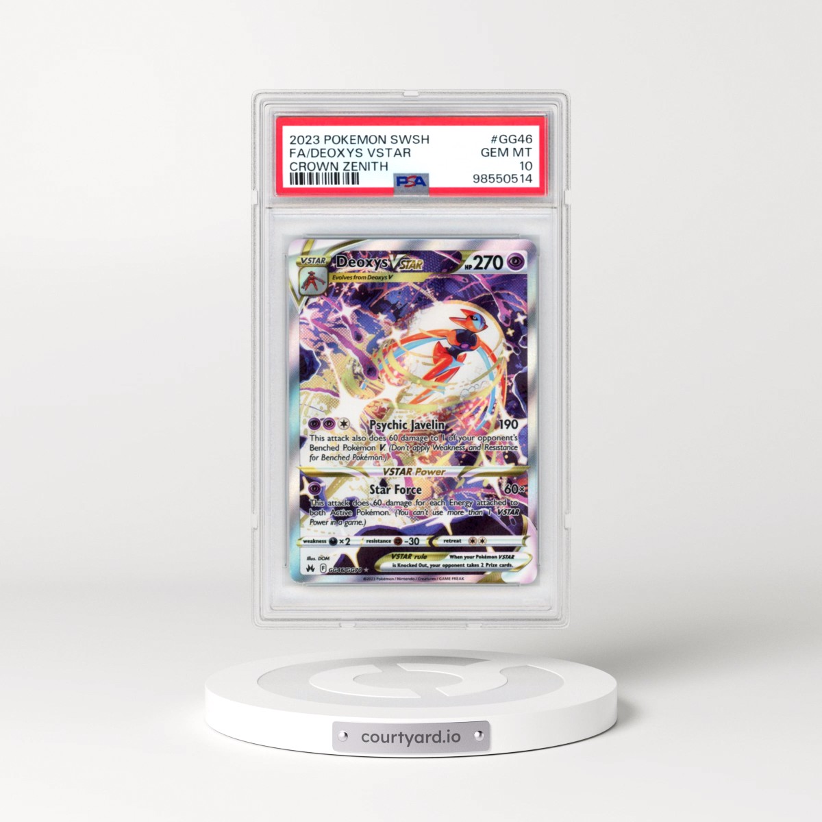 2023 Pokémon Sword and Shield Crown Zenith #GG46 Deoxys Vstar - Full Art (PSA 10 GEM MINT)