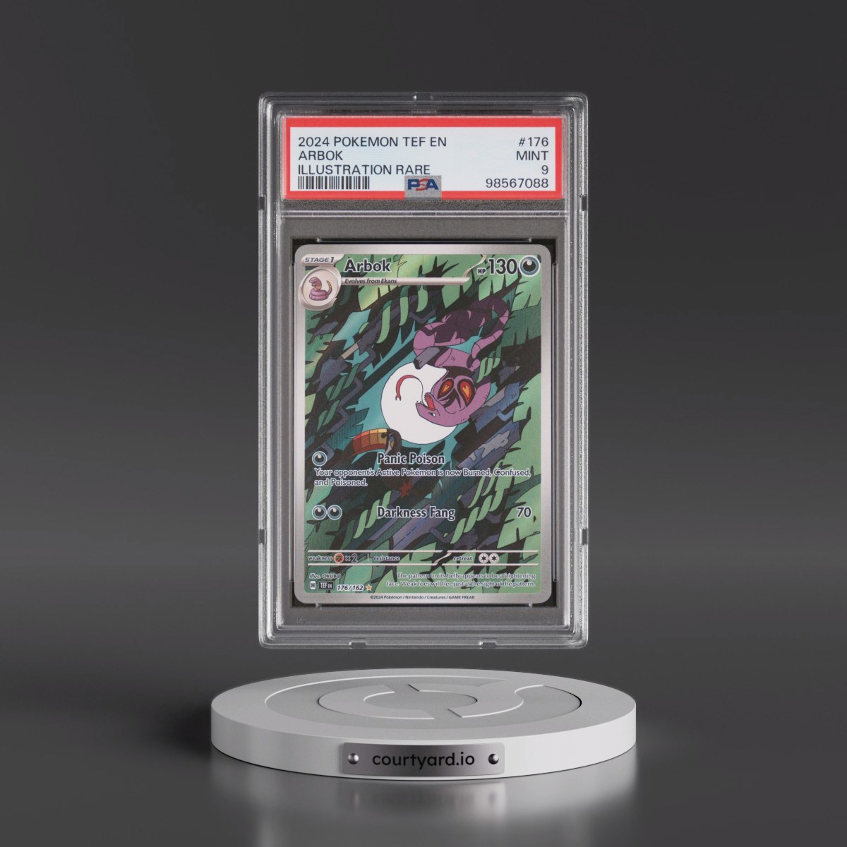 2024 Pokémon Tef EN-Temporal Forces #176 Arbok - Illustration Rare (PSA 9 MINT)