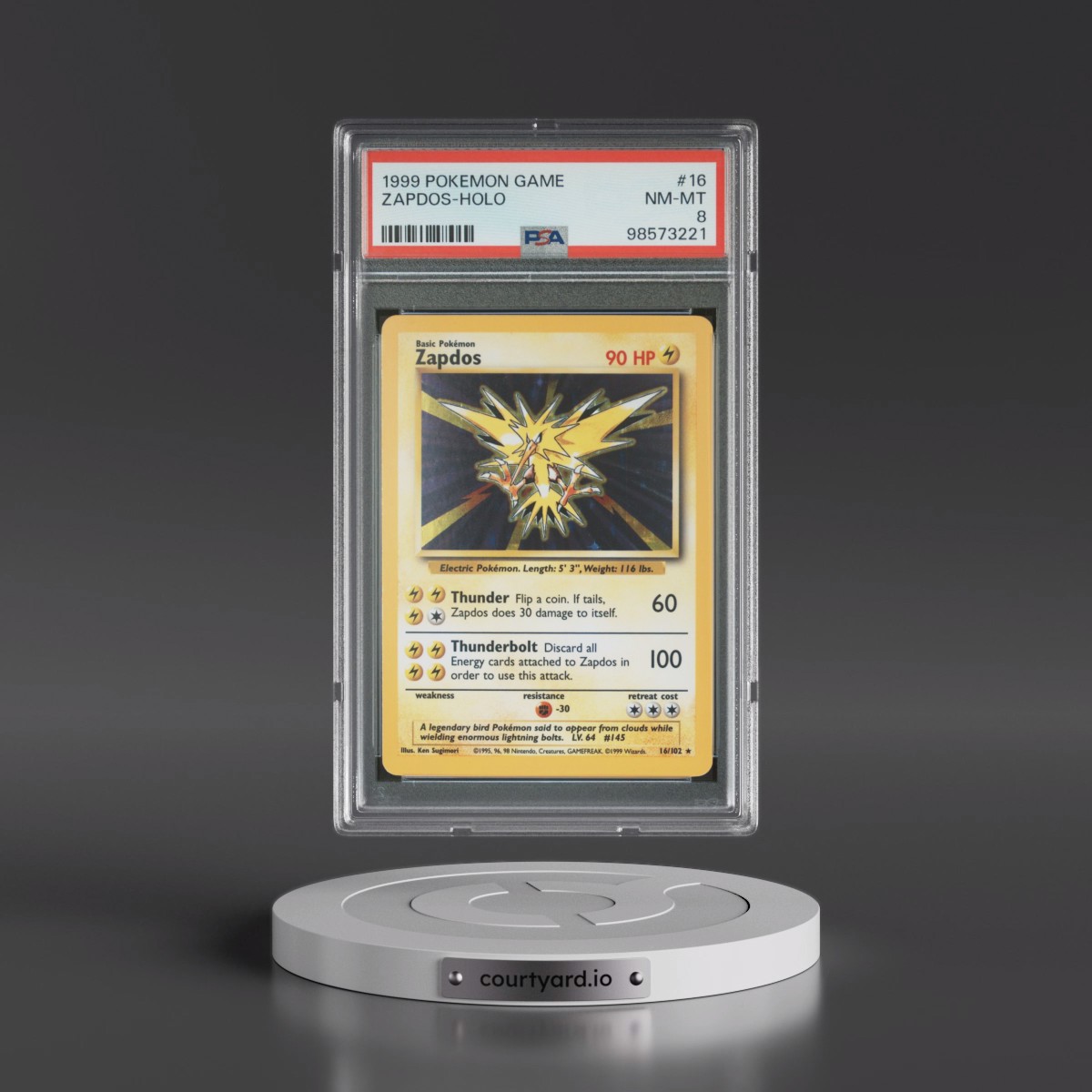 1999 Pokémon Game #16 Zapdos - Holo (PSA 8 NM-MT)
