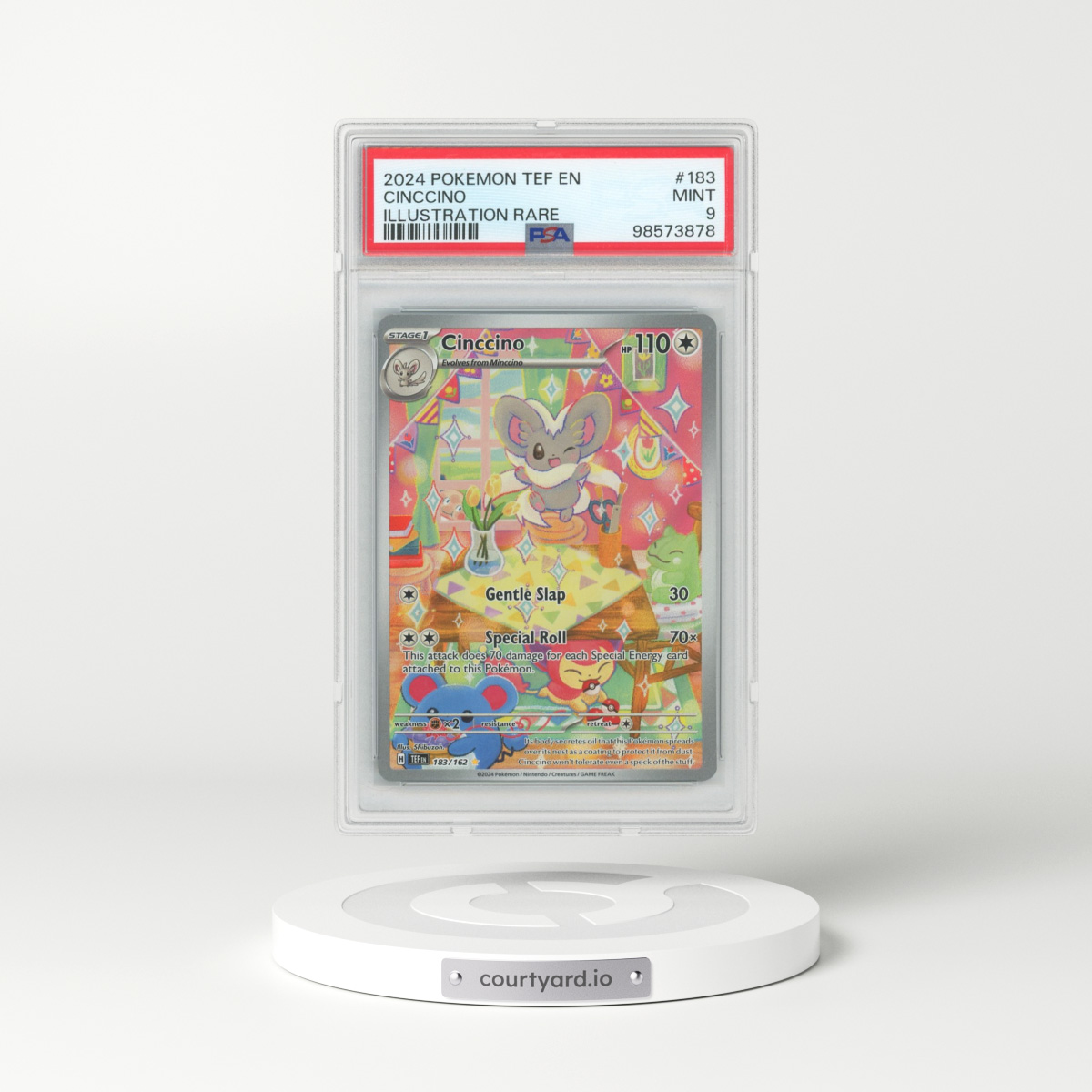 2024 Pokémon Tef EN-Temporal Forces #183 Cinccino - Illustration Rare (PSA 9 MINT)