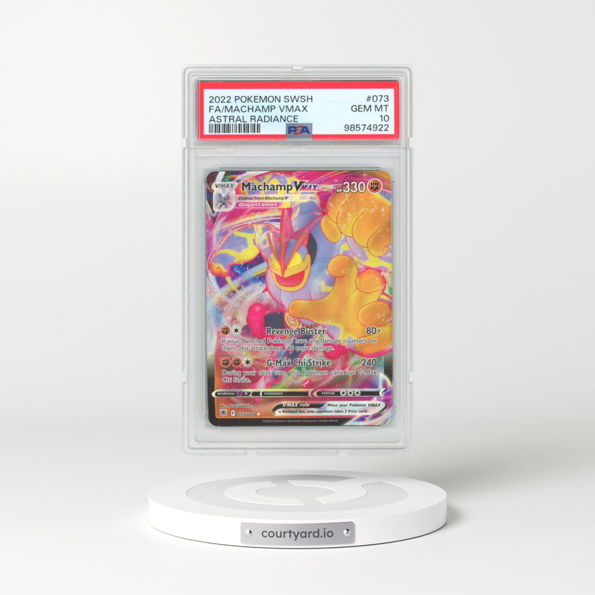 2022 Pokémon Sword & Shield Astral Radiance #073 Machamp Vmax - Full Art (PSA 10 GEM MINT)