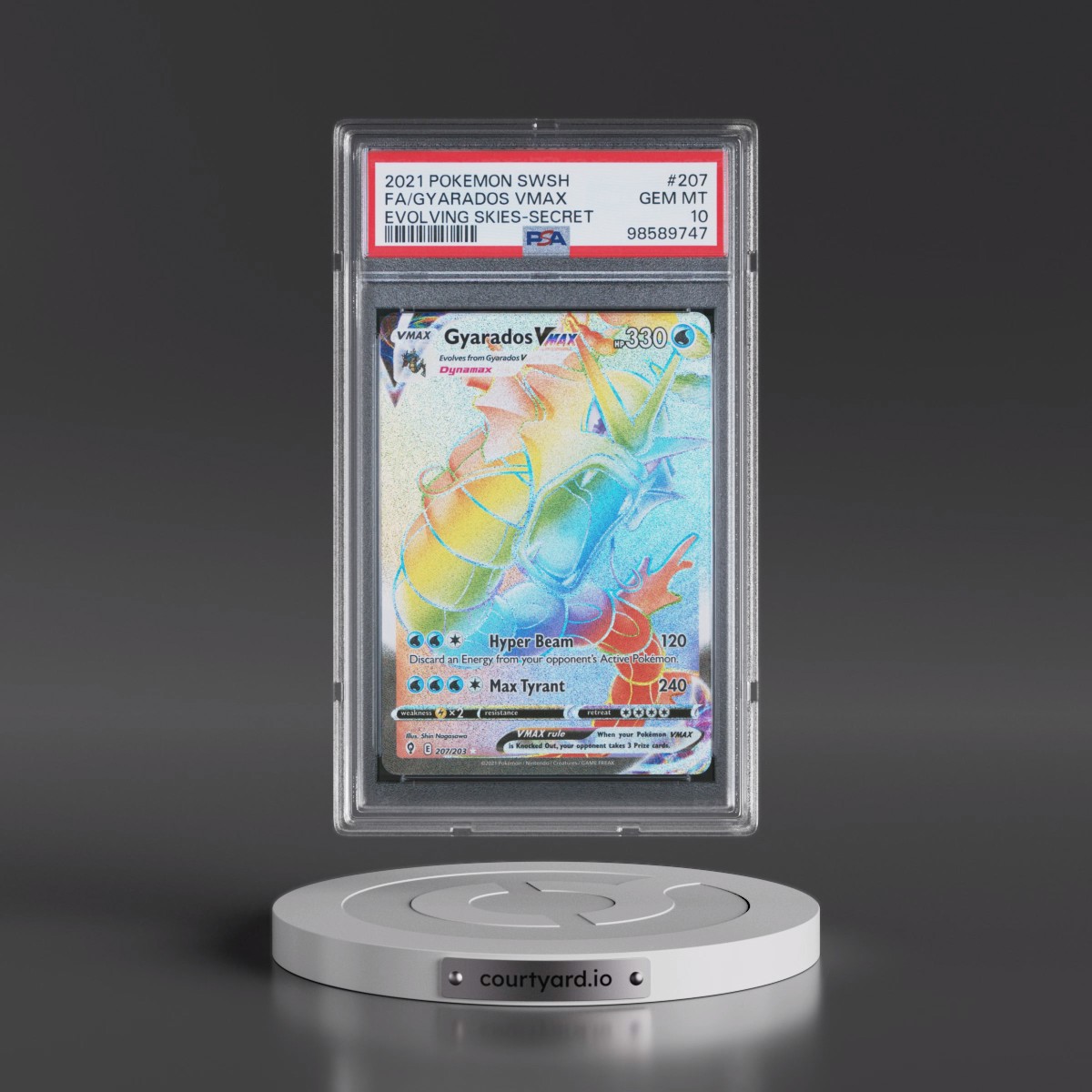 2021 Pokémon Sword & Shield Evolving Skies #207 Gyarados Vmax - Full Art Secret (PSA 10 GEM MINT)