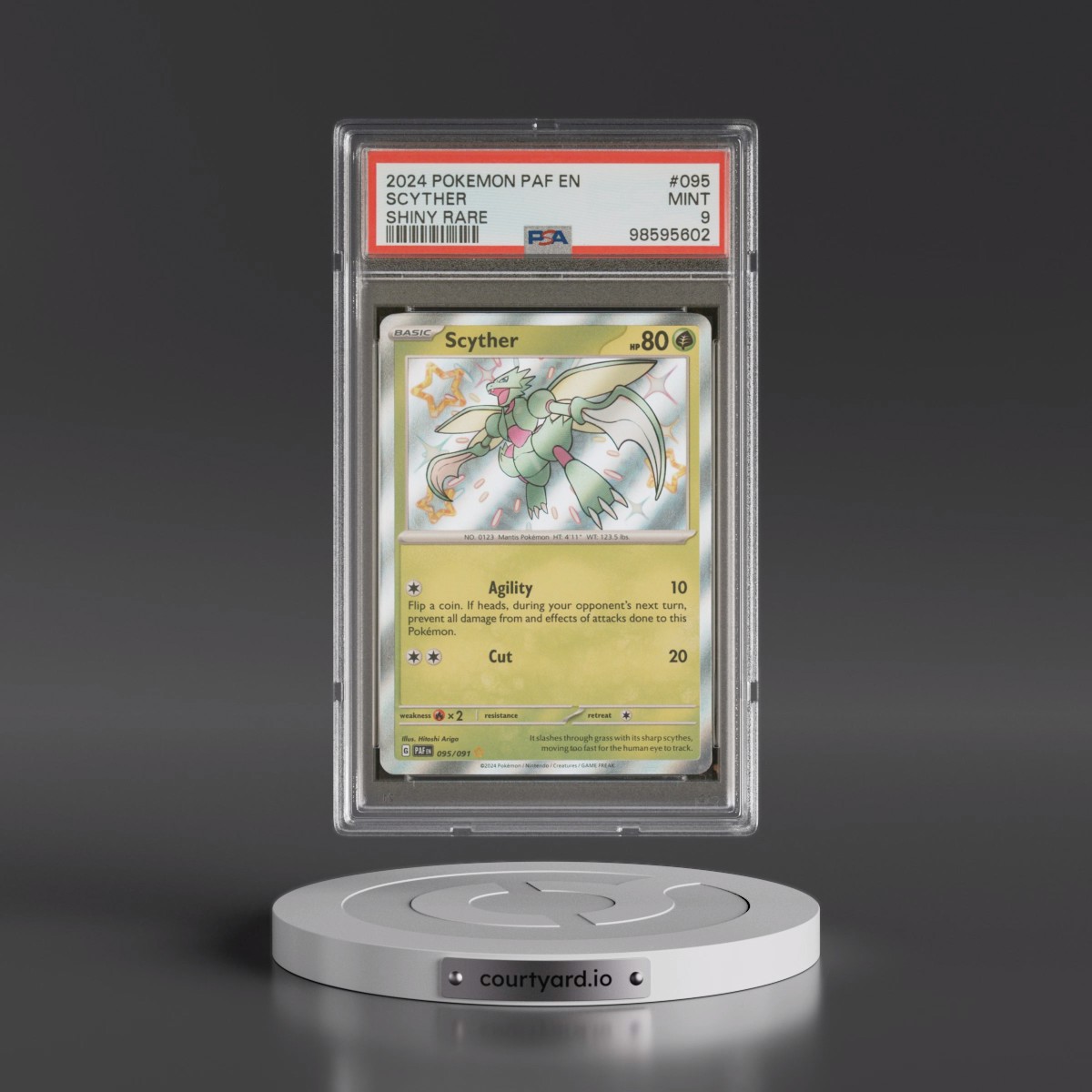 2024 Pokémon Paf EN-Paldean Fates #095 Scyther - Shiny Rare (PSA 9 MINT)