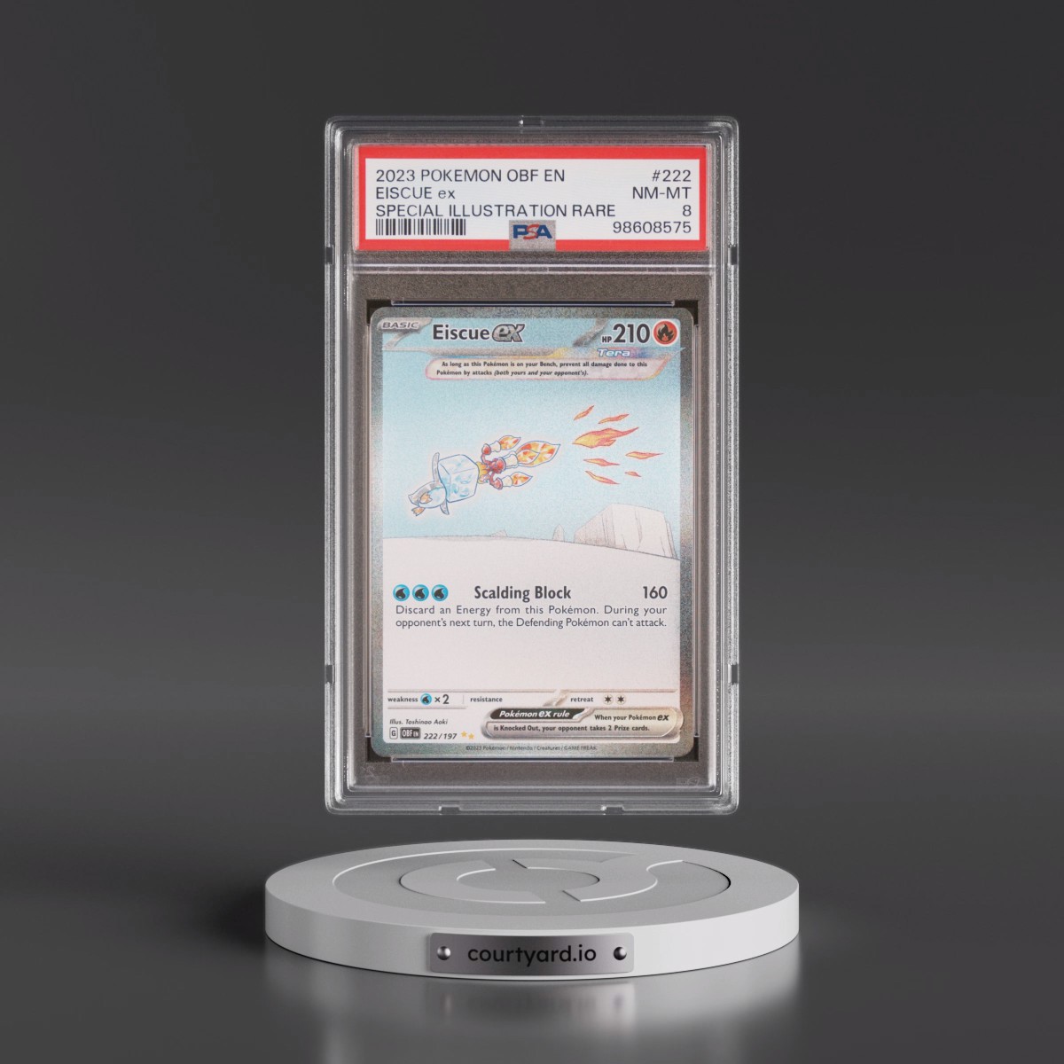 2023 Pokémon Obf EN-Obsidian Flames #222 Eiscue EX - Holo Special Illustration Rare (PSA 8 NM-MT)