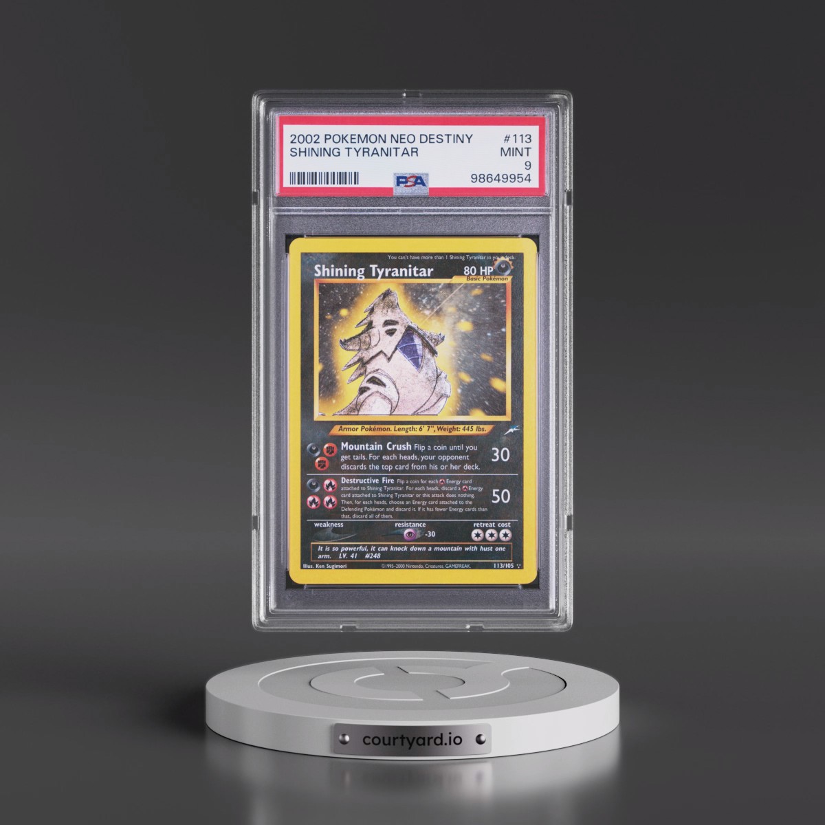 2002 Pokémon Neo Destiny #113 Shining Tyranitar - Holo (PSA 9 MINT)