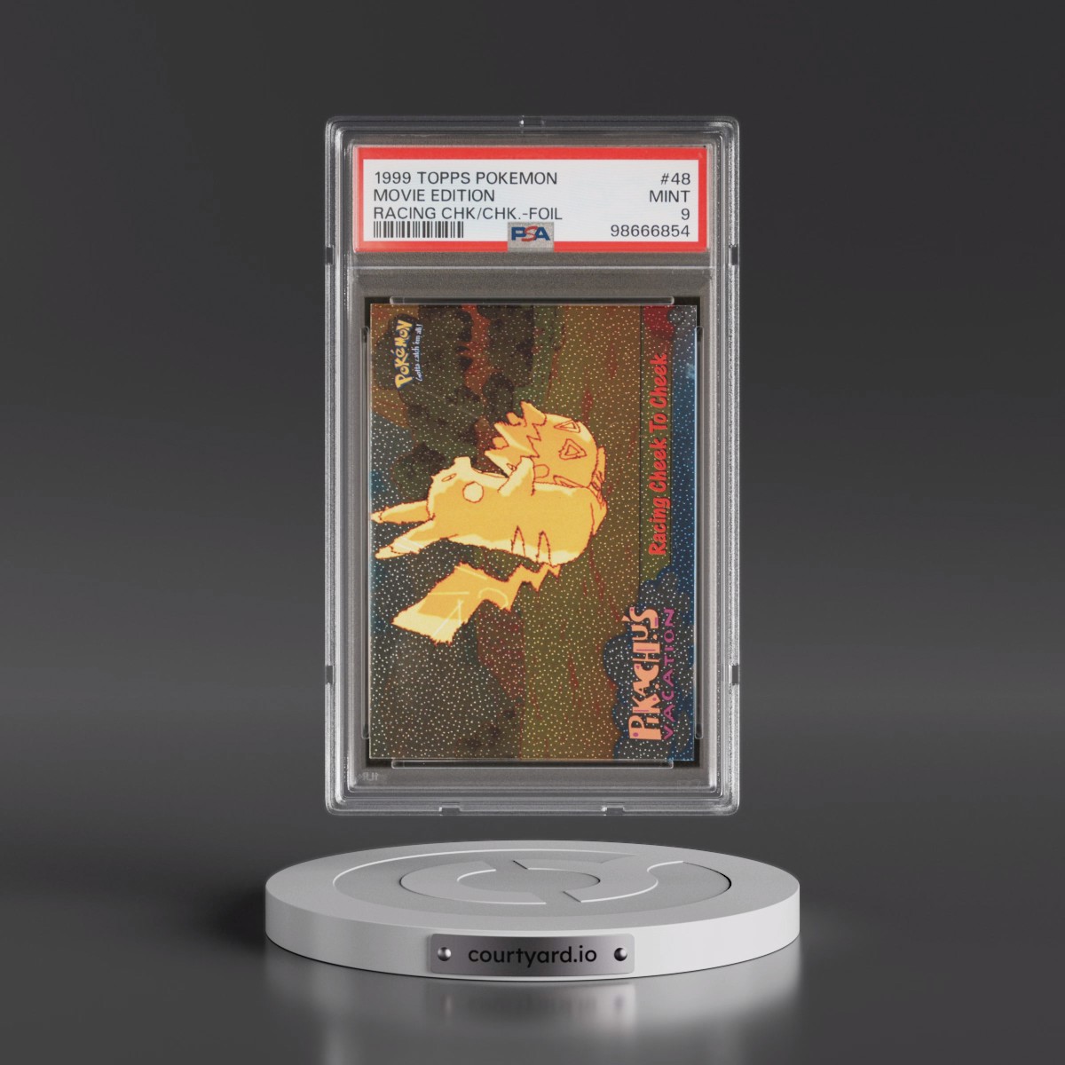 1999 Topps Pokémon the Movie Edt #48 Movie Edition - Racing Cheek to Cheek-Foil (PSA 9 MINT)