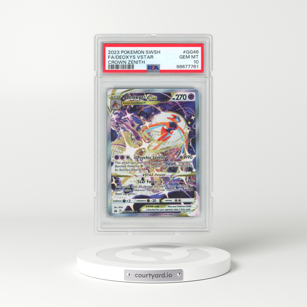 2023 Pokémon Sword and Shield Crown Zenith #GG46 Deoxys Vstar - Full Art (PSA 10 GEM MINT)