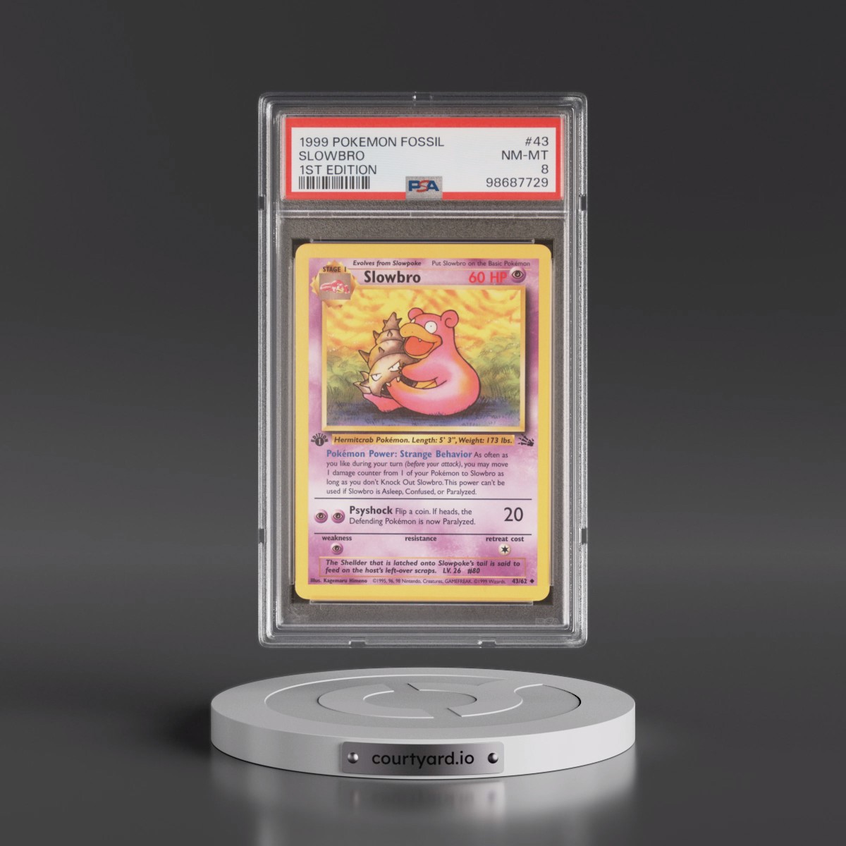 1999 Pokémon Fossil #43 Slowbro - 1st Edition (PSA 8 NM-MT)