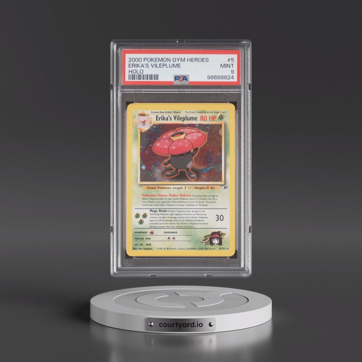 2000 Pokémon Gym Heroes #5 Erika's Vileplume - Holo (PSA 9 MINT)