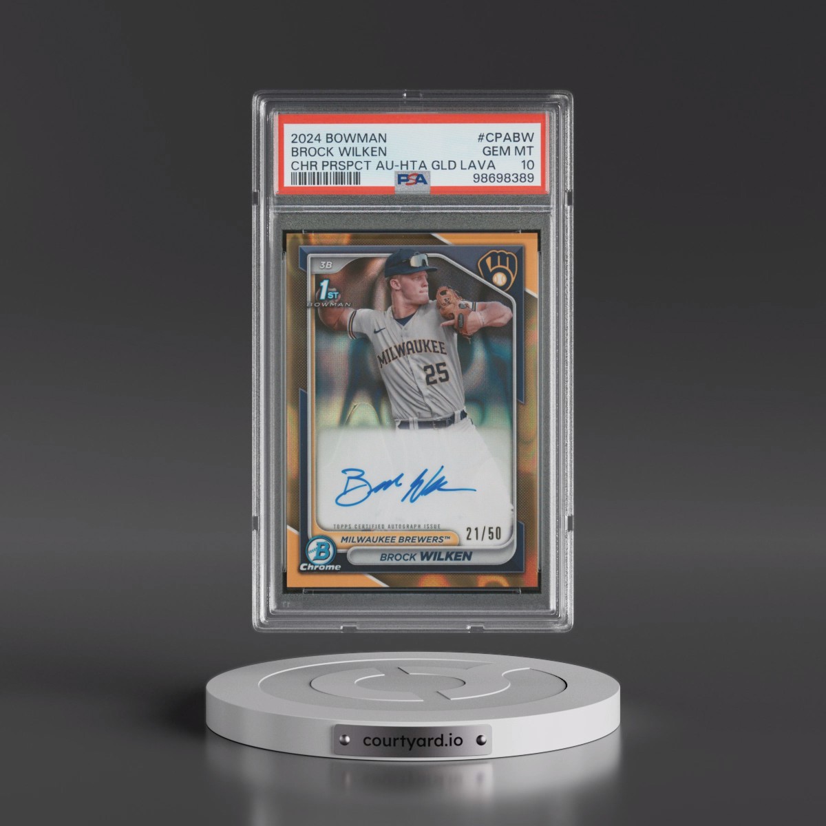 2024 Bowman Chrome Prospect Autographs #CPABW Brock Wilken - Hta Gold Lava (PSA 10 GEM MINT)