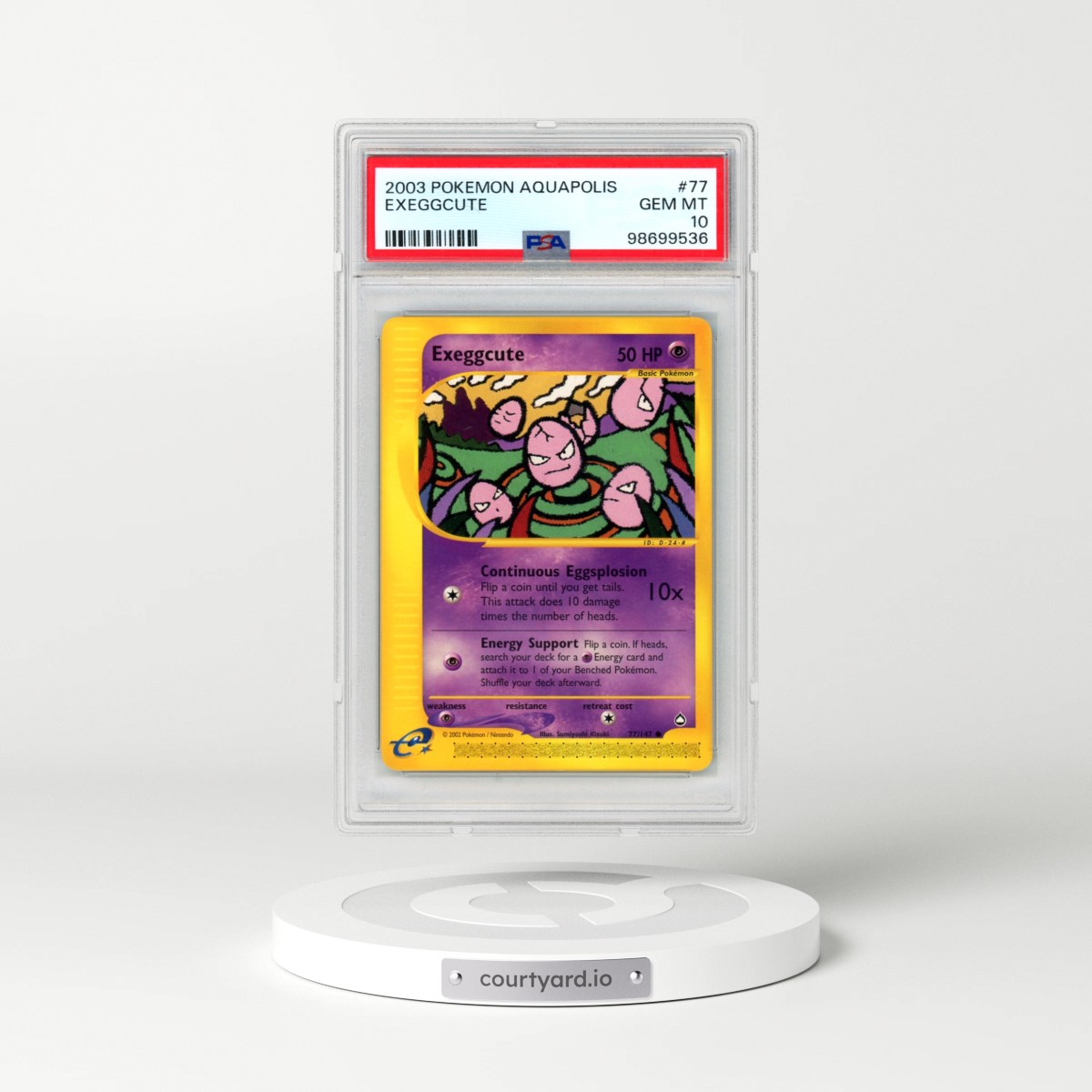 2003 Pokémon Aquapolis #77 Exeggcute (PSA 10 GEM MINT)