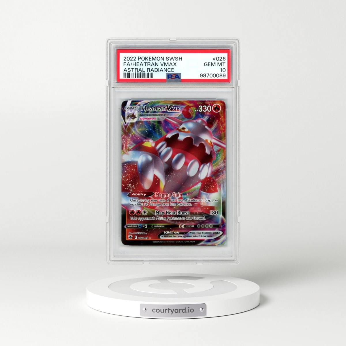 2022 Pokémon Sword & Shield Astral Radiance #026 Heatran Vmax - Full Art (PSA 10 GEM MINT)
