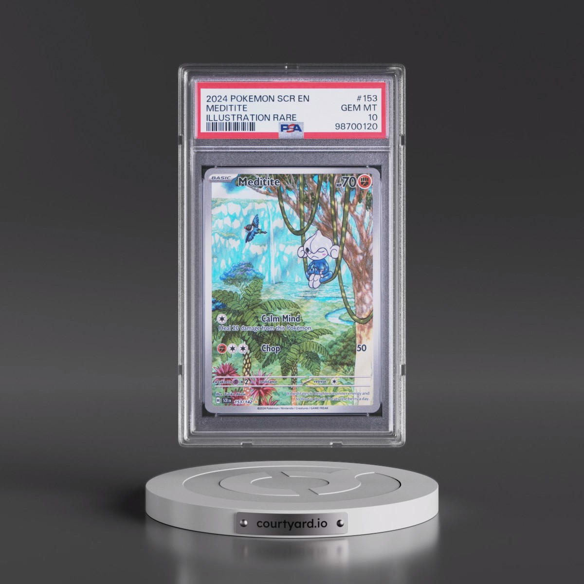 2024 Pokémon Scr EN-Stellar Crown #153 Meditite - Illustration Rare (PSA 10 GEM MINT)