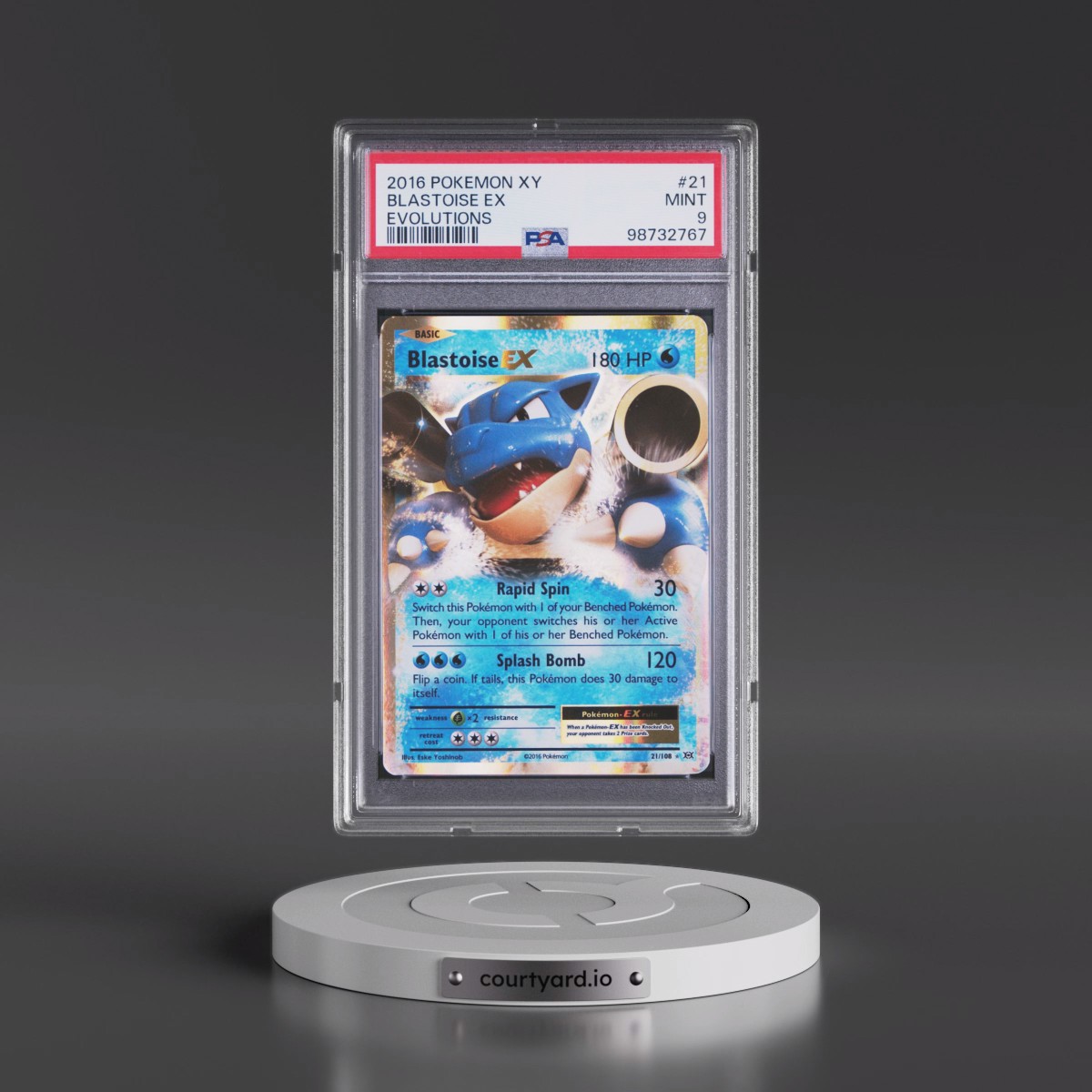 2016 Pokémon XY Evolutions #21 Blastoise EX - Holo (PSA 9 MINT)