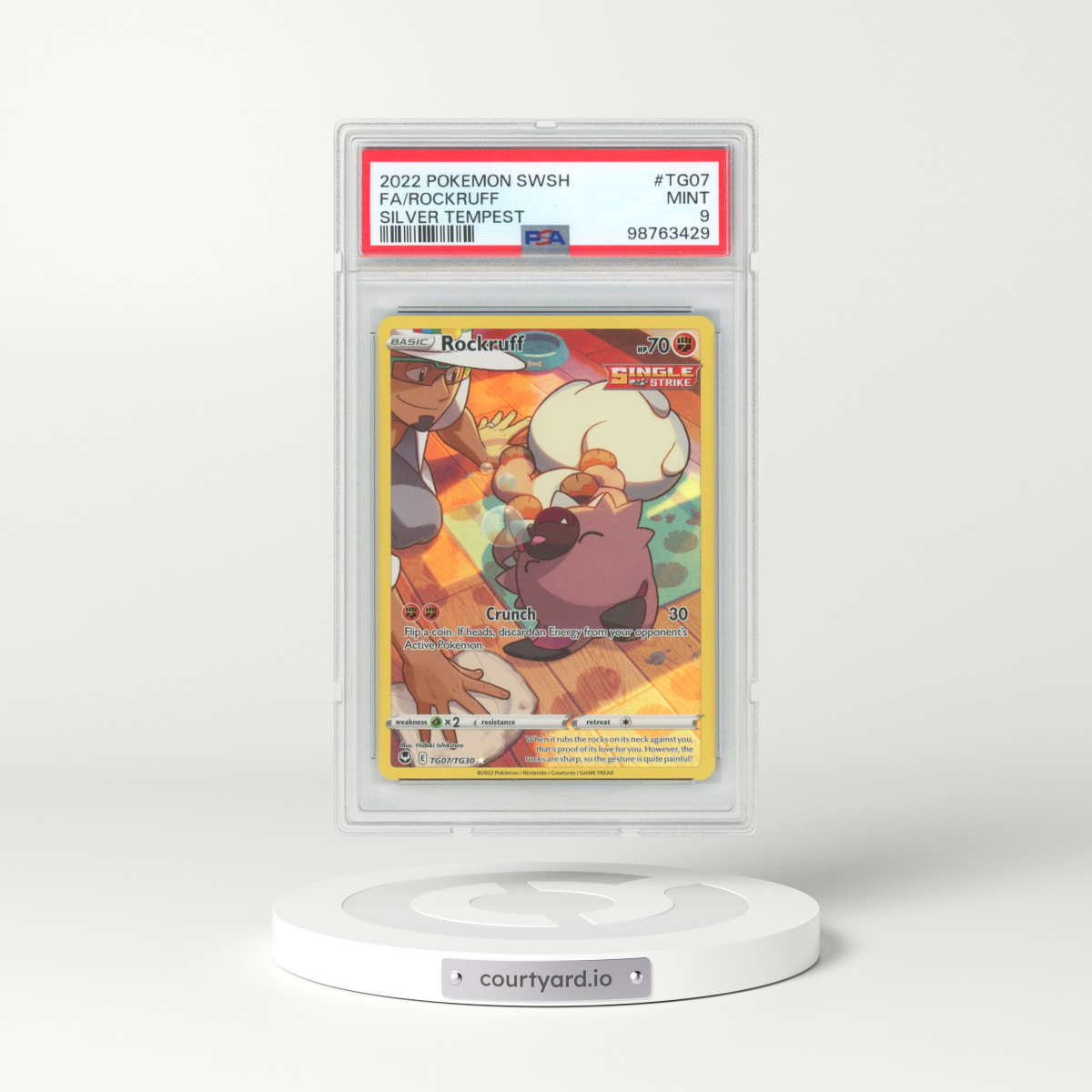 2022 Pokémon Sword & Shield Silver Tempest #TG07 Rockruff - Full Art (PSA 9 MINT)