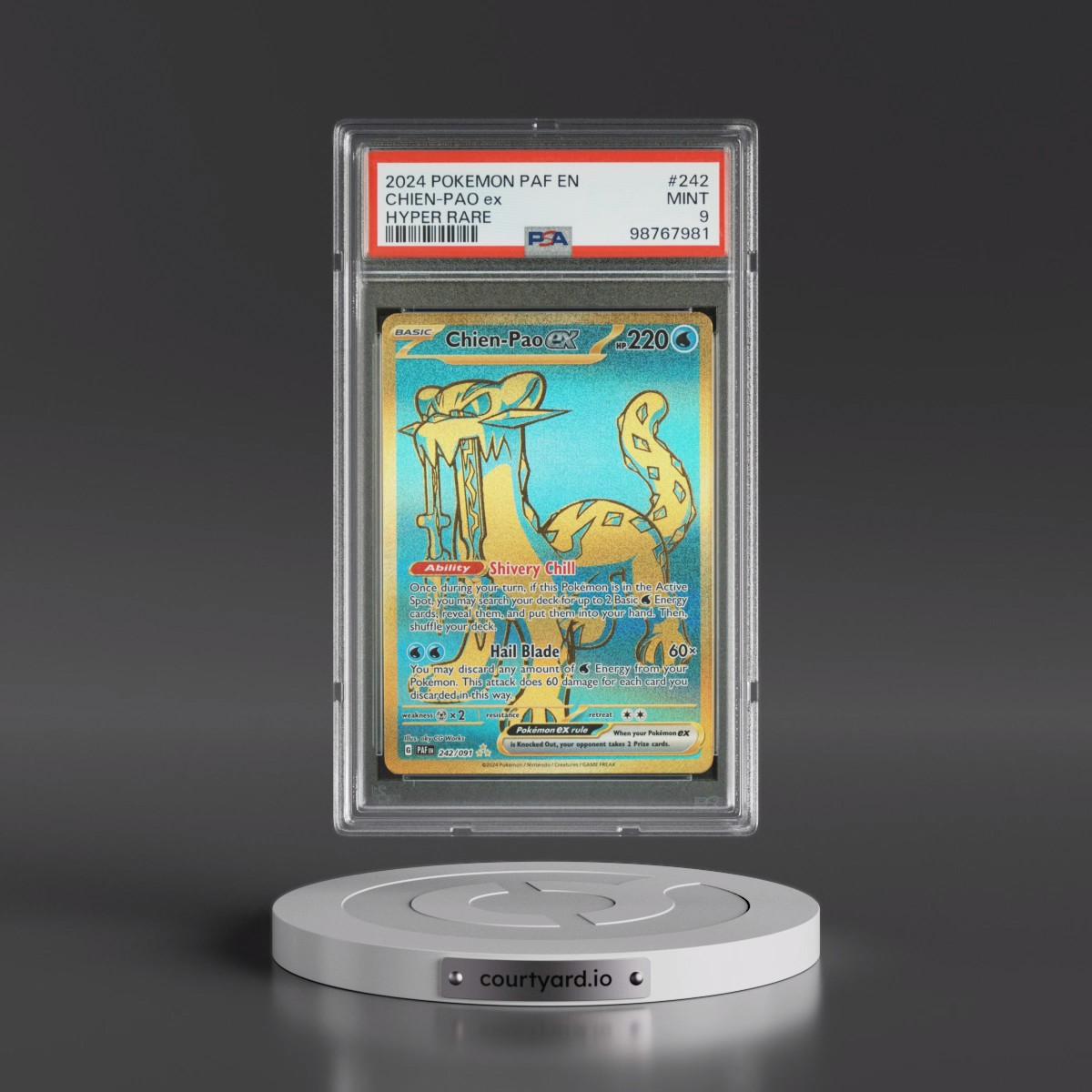 2024 Pokémon Paf EN-Paldean Fates #242 Chien-Pao EX - Holo Hyper Rare (PSA 9 MINT)