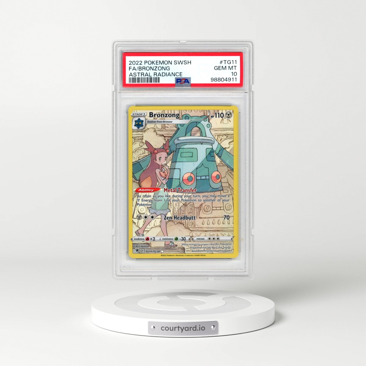 2022 Pokémon Sword & Shield Astral Radiance #TG11 Bronzong - Full Art (PSA 10 GEM MINT)